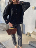 100 wool black cardigan