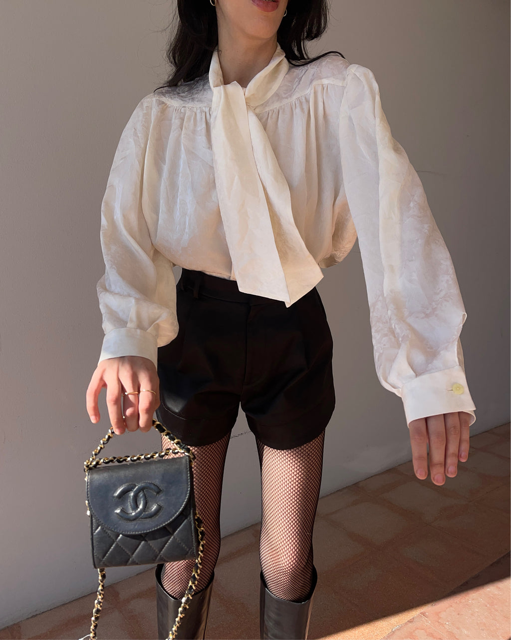 100 silk bow front shirt