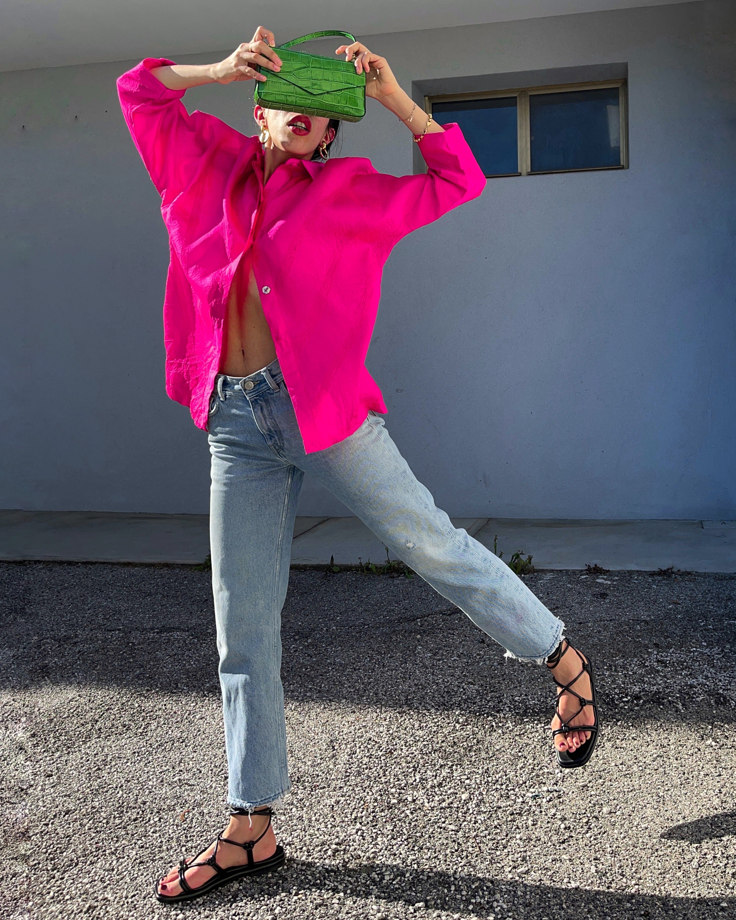 Fucsia button down shirt