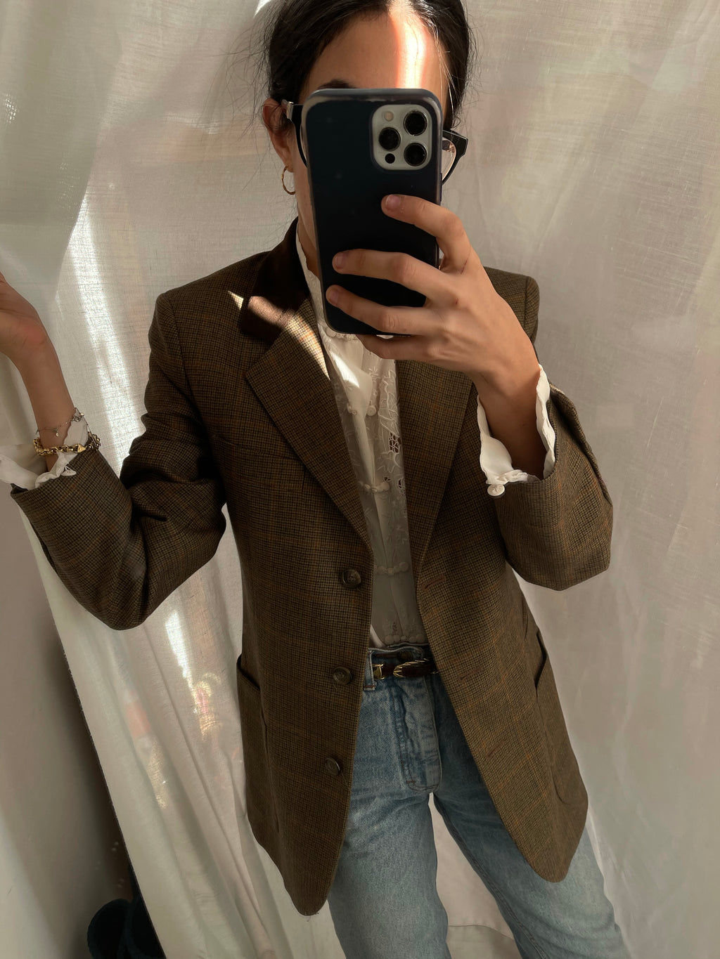 Check blazer micro pied de poule