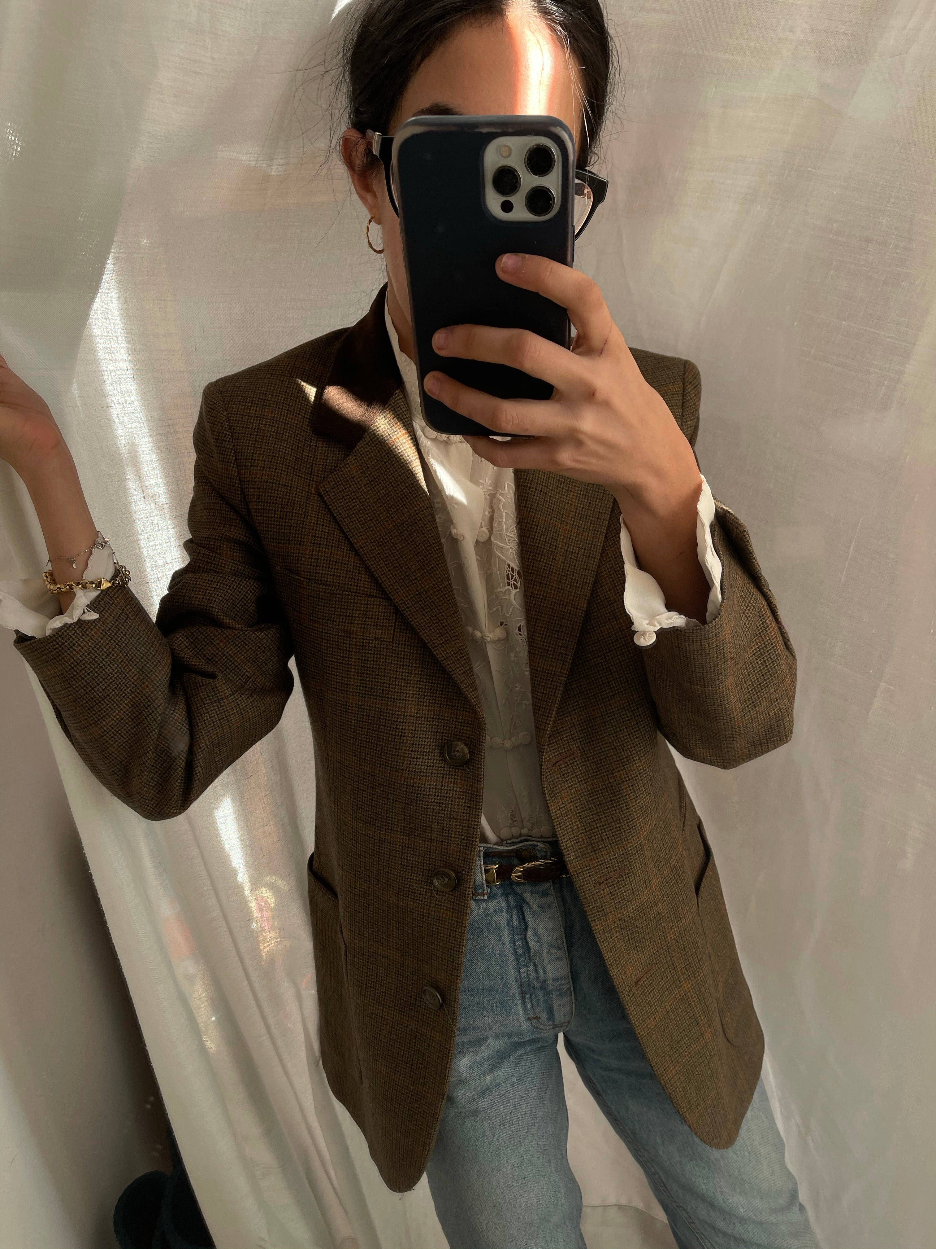 Check blazer micro pied de poule