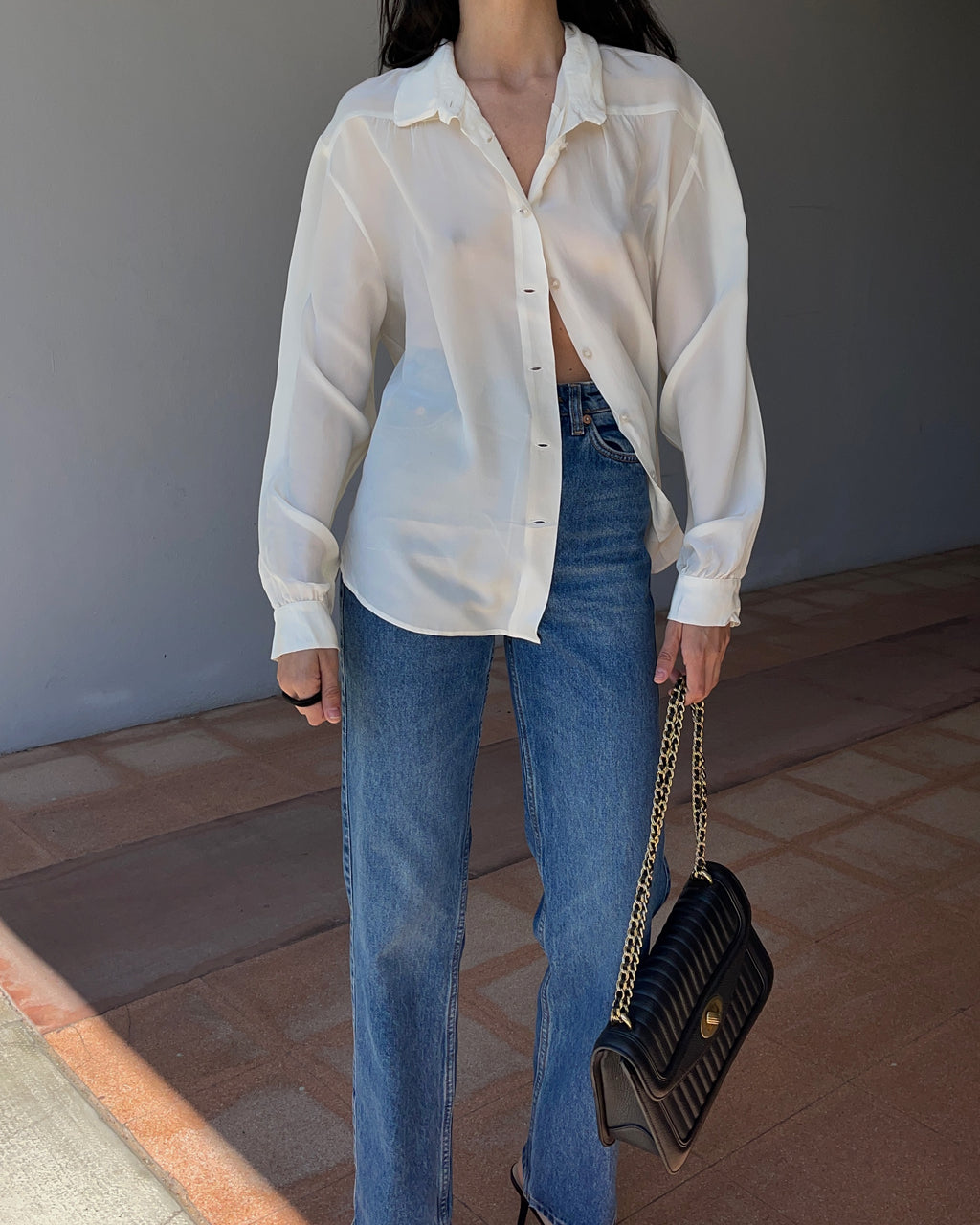 100 silk minimal shirt