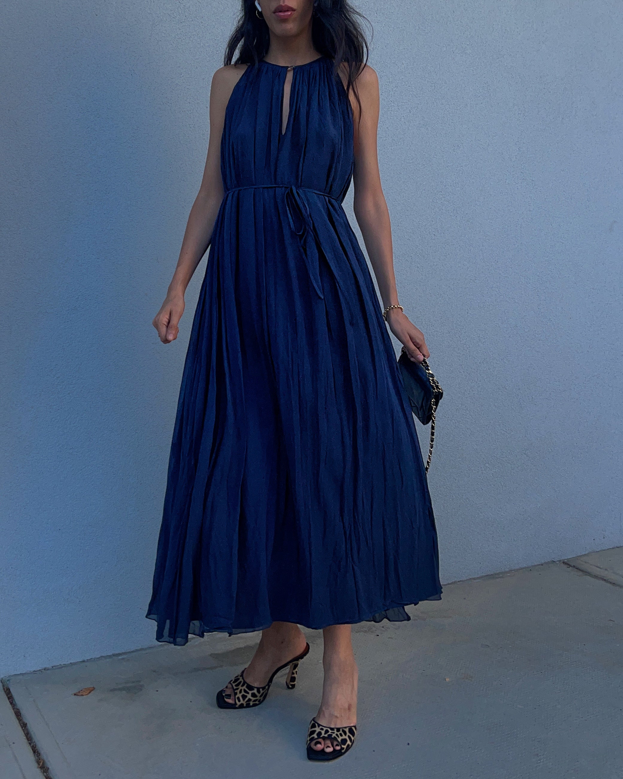 100% silk blue dress