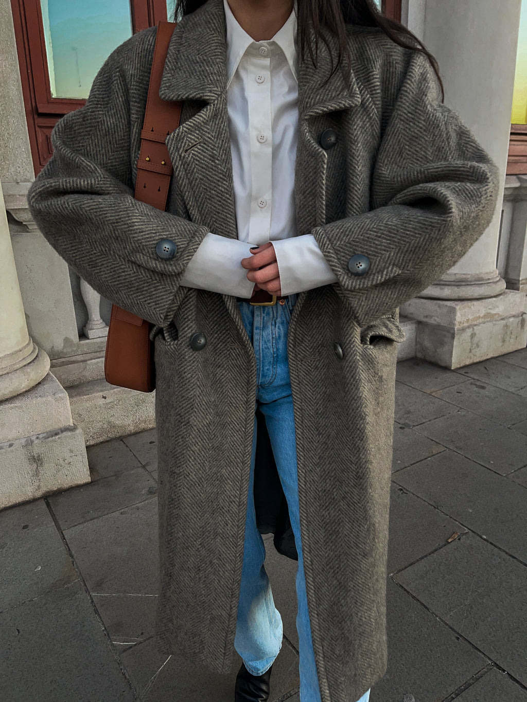 Wool vintage HERRINGBONE COAT
