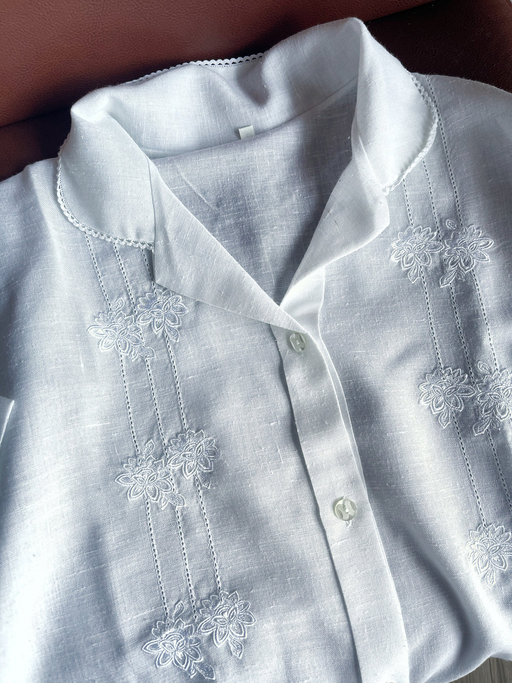 Bowling shirt bianca ricami