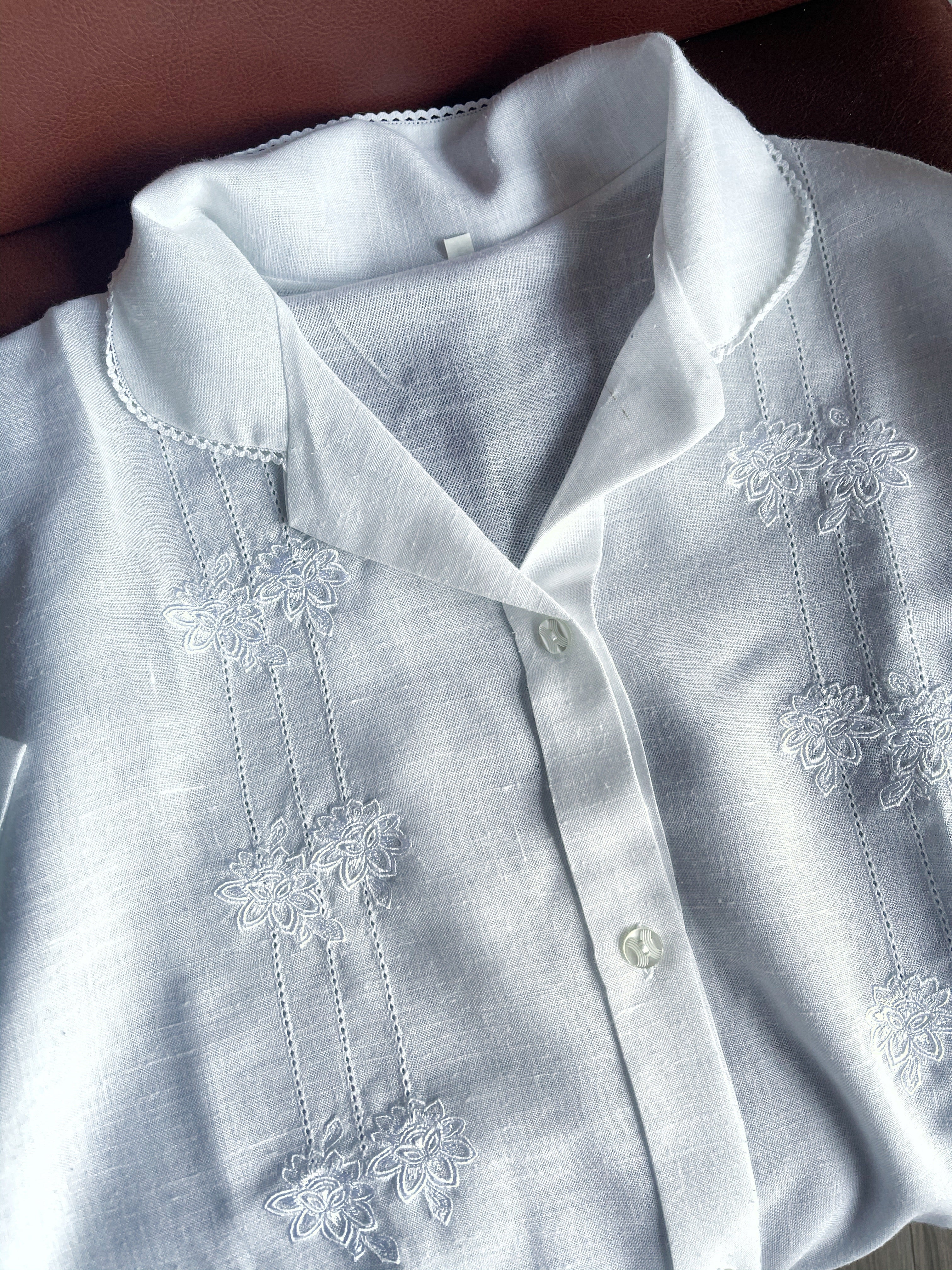 Bowling shirt bianca ricami