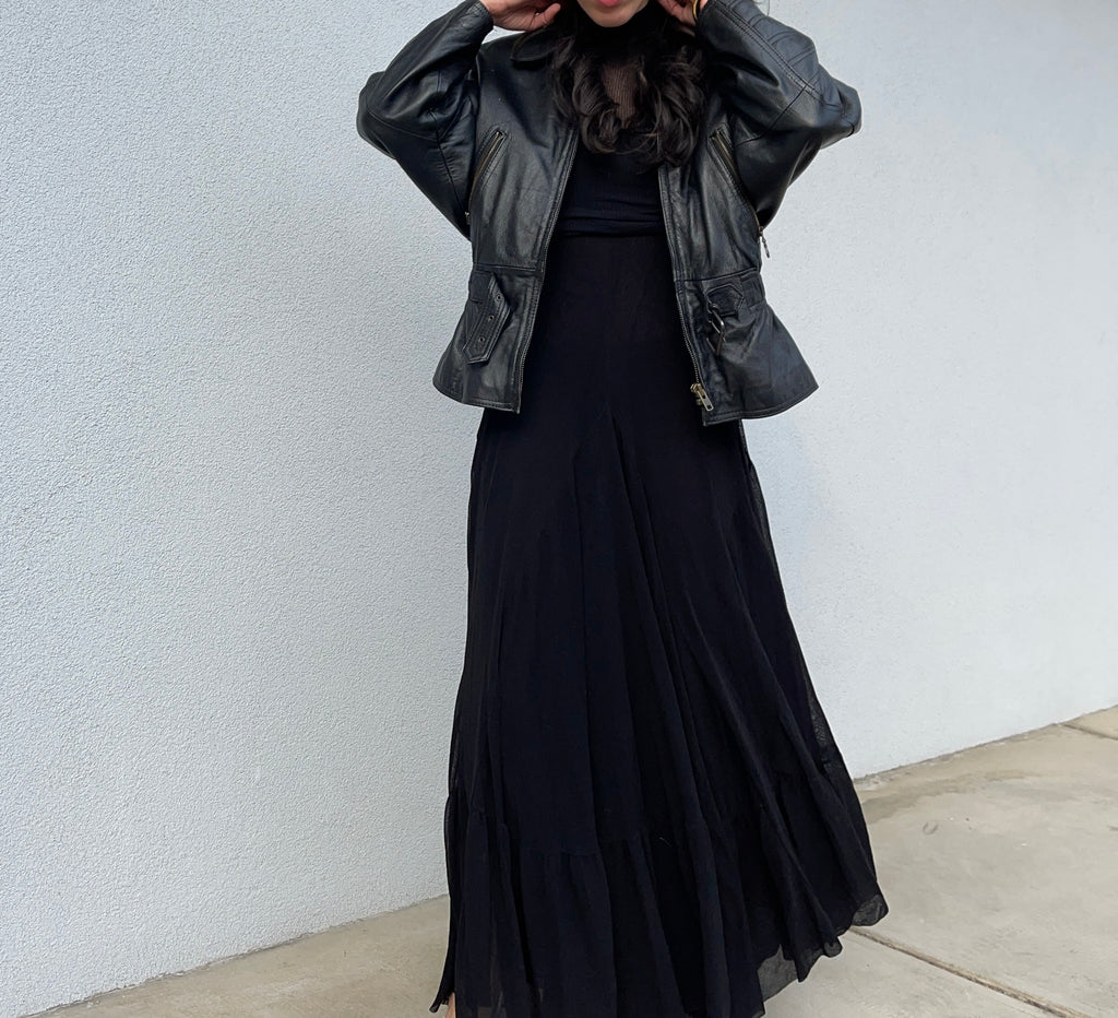 Leather bomber jacket