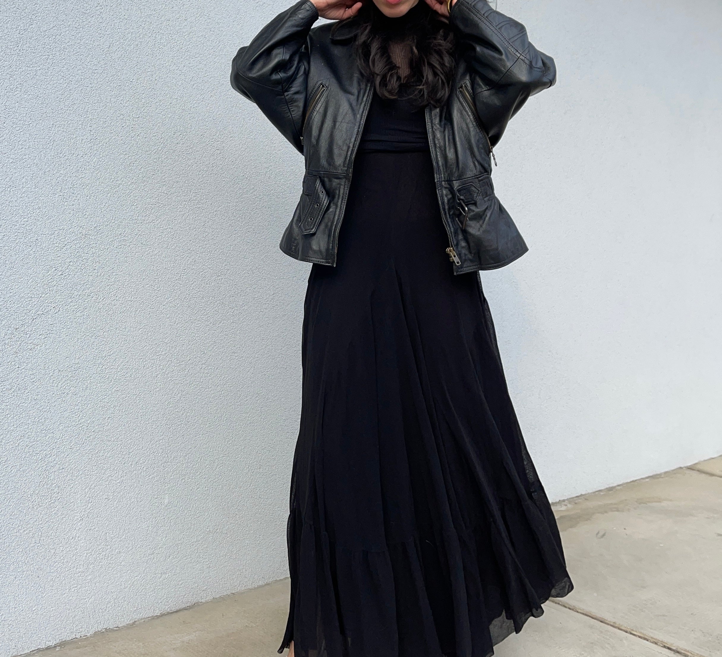 Leather bomber jacket