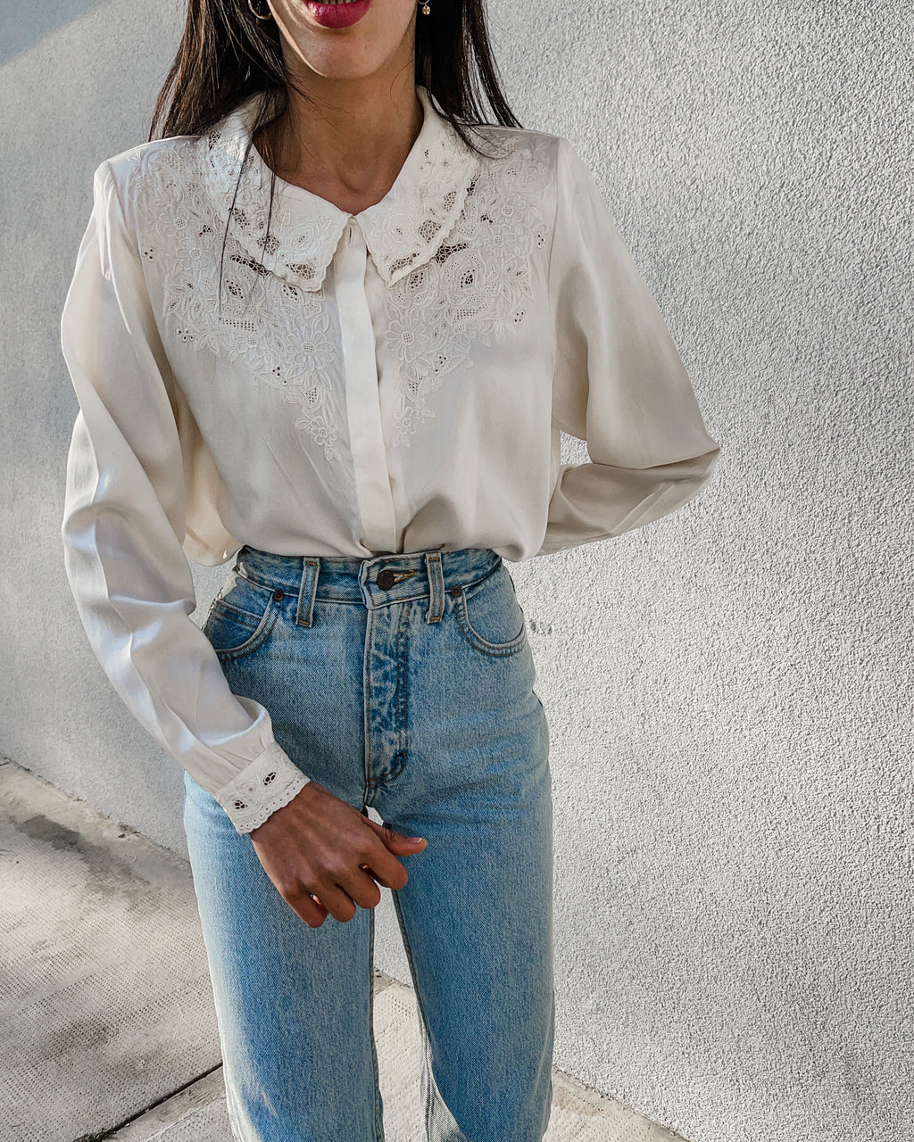 100% liquid silk embroided shirt