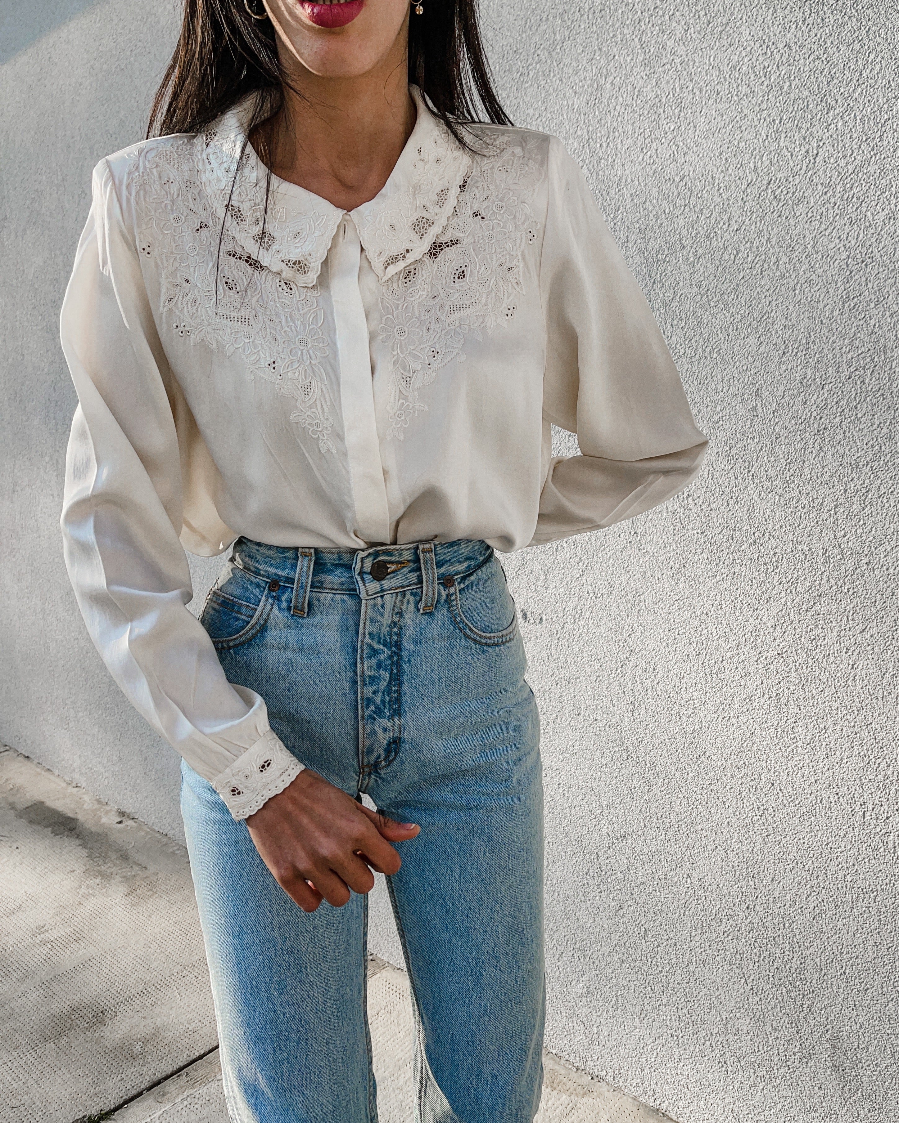 100% liquid silk embroided shirt
