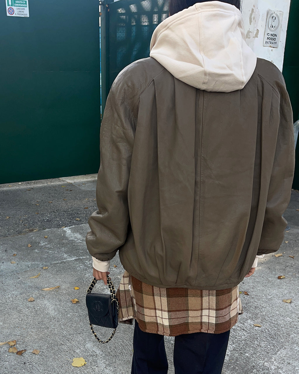 Nappa taupe bomber jacket