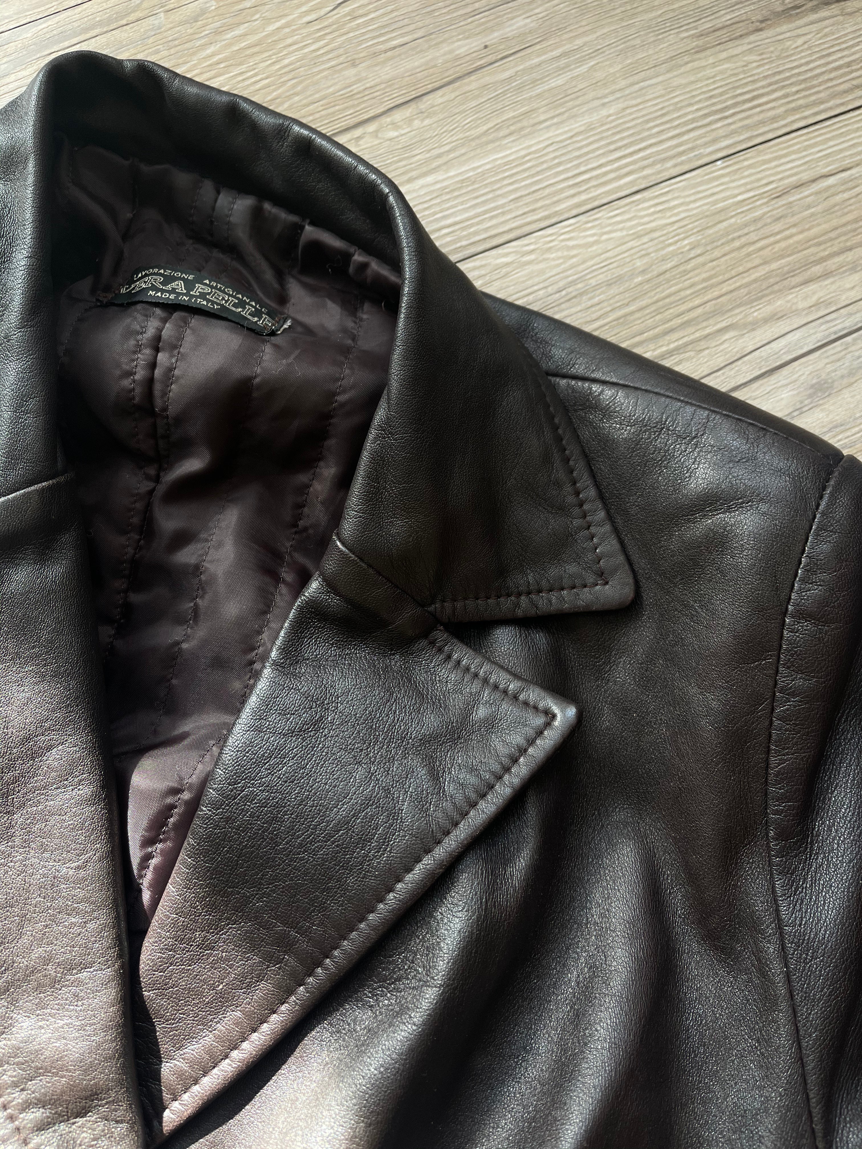 Brown chocolate leather trench
