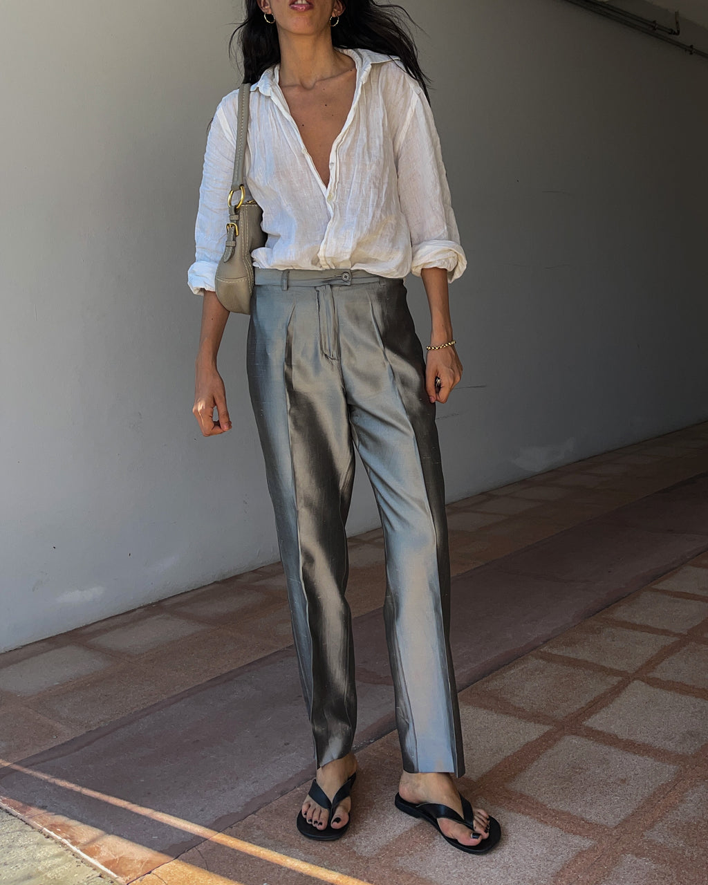 silk blend  trousers