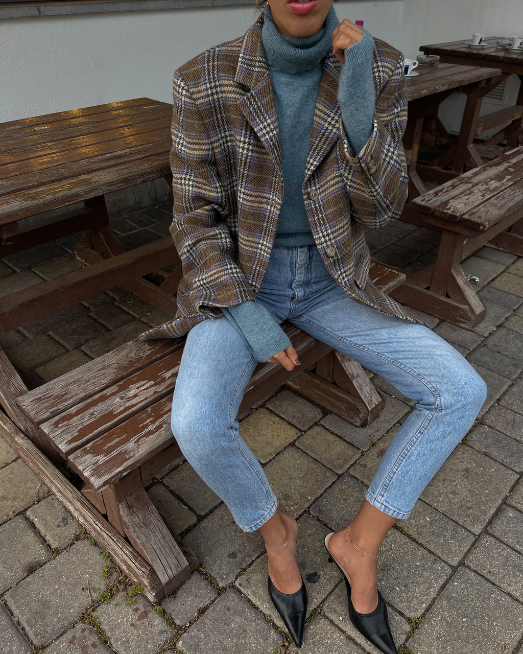 Wool checkered blazer