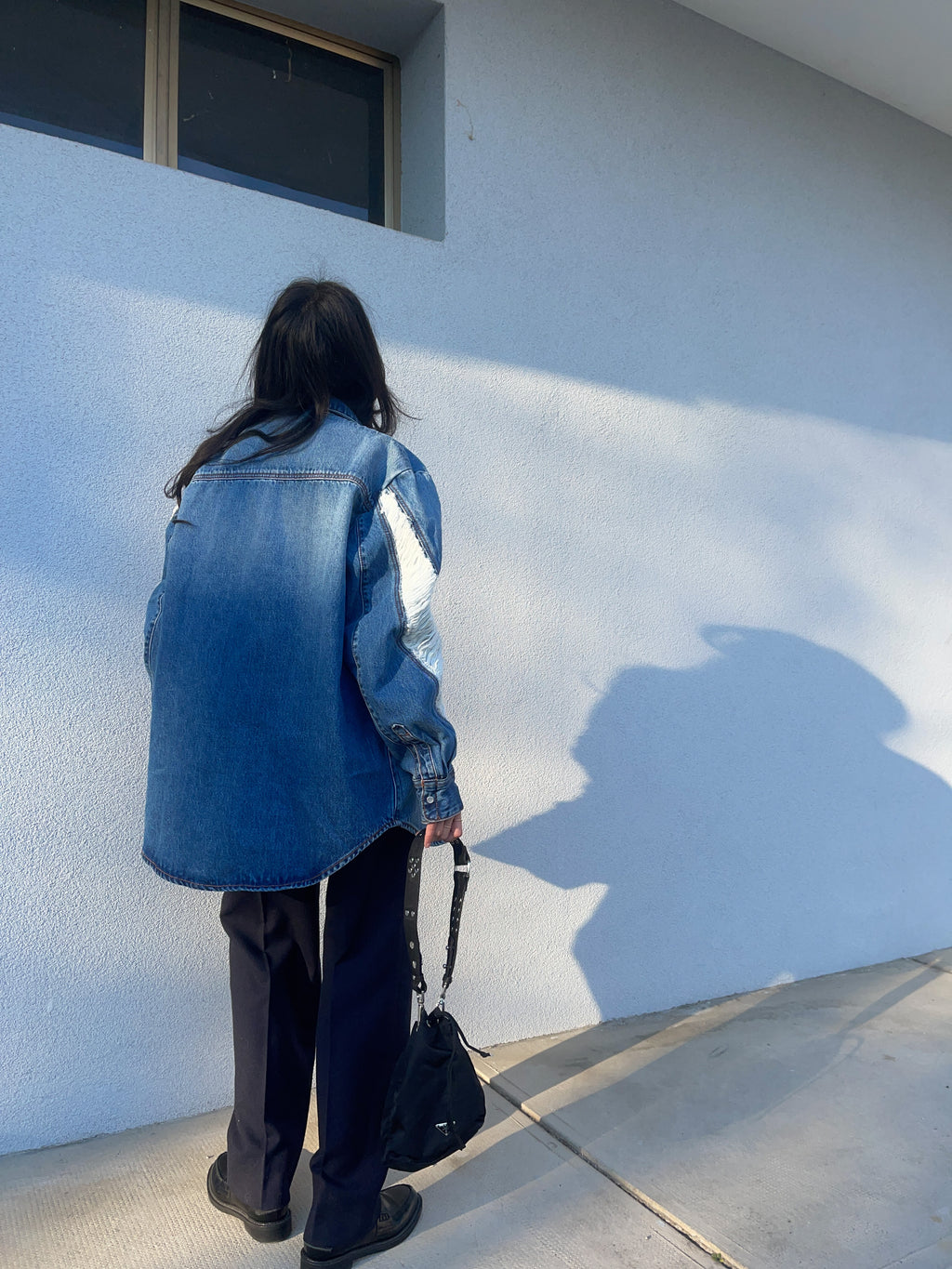 Blue wool trousers