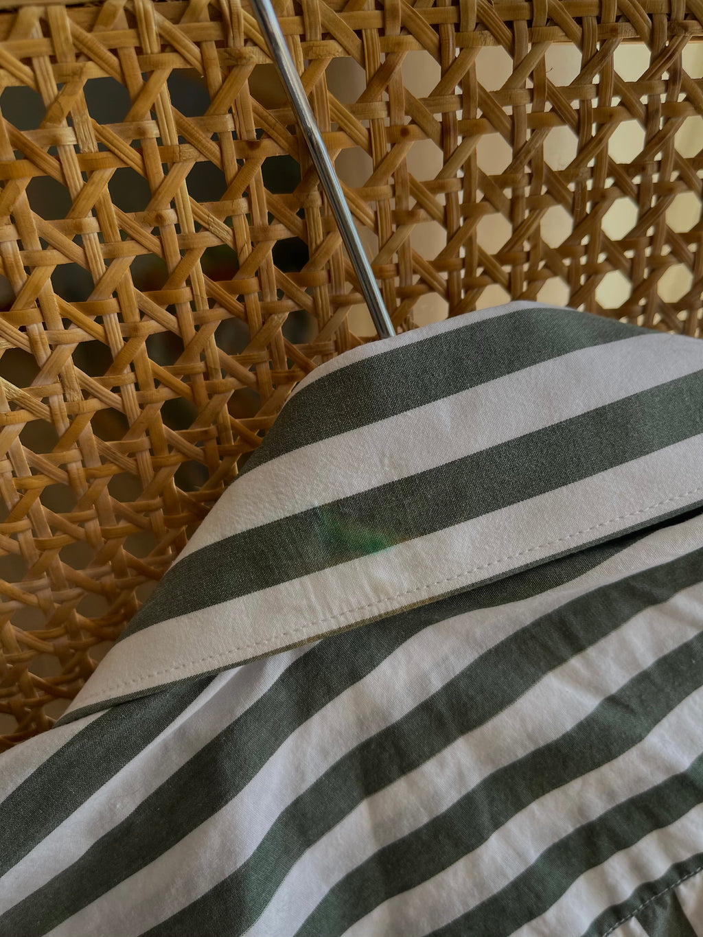 100% cotton Green white stripes shirt