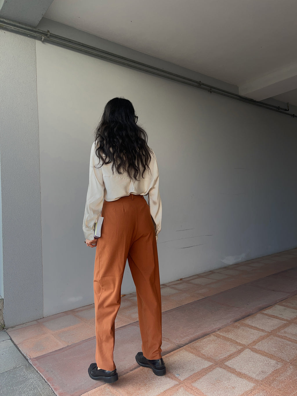 Terracotta wool blend pants