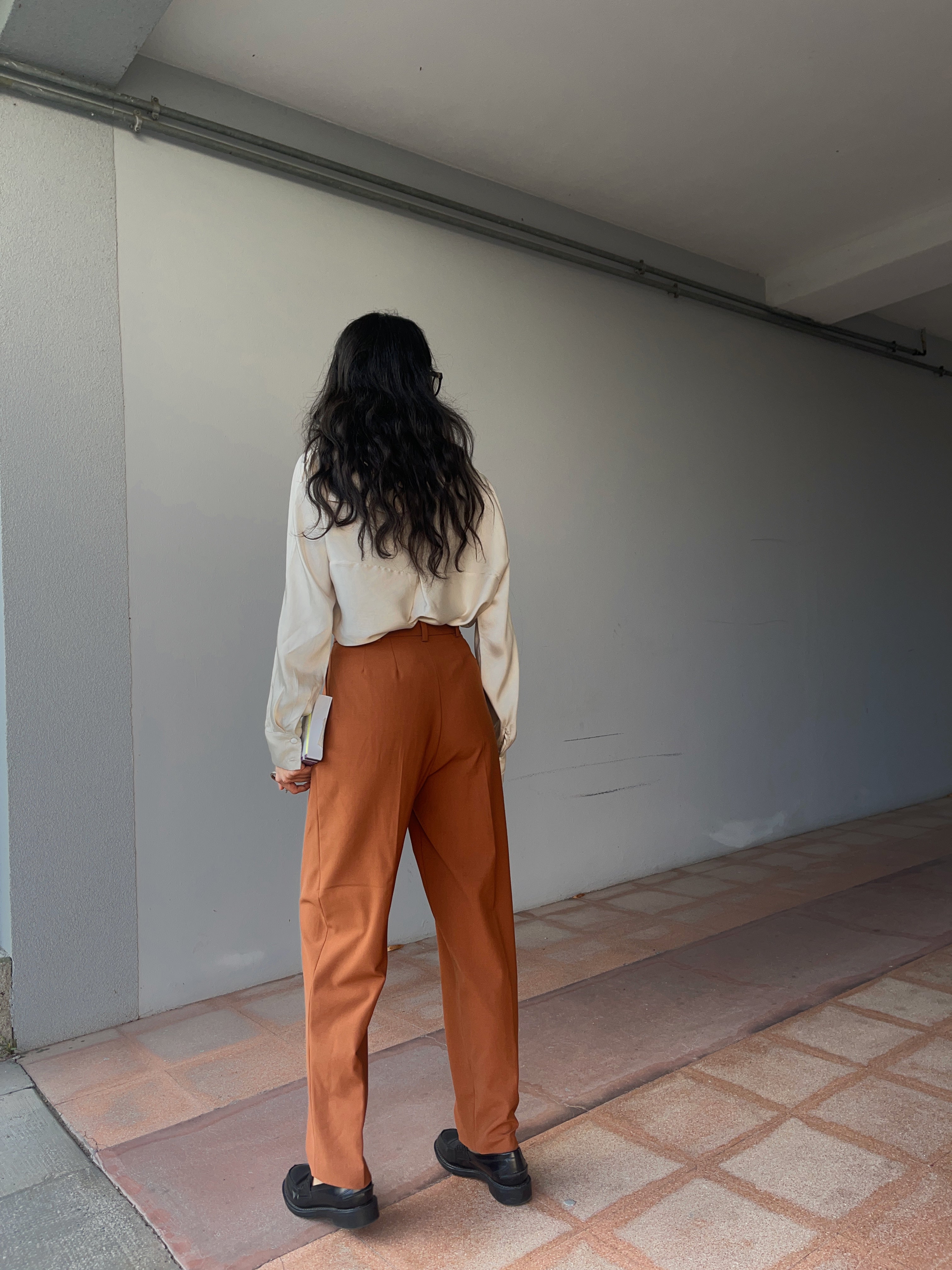 Terracotta wool blend pants