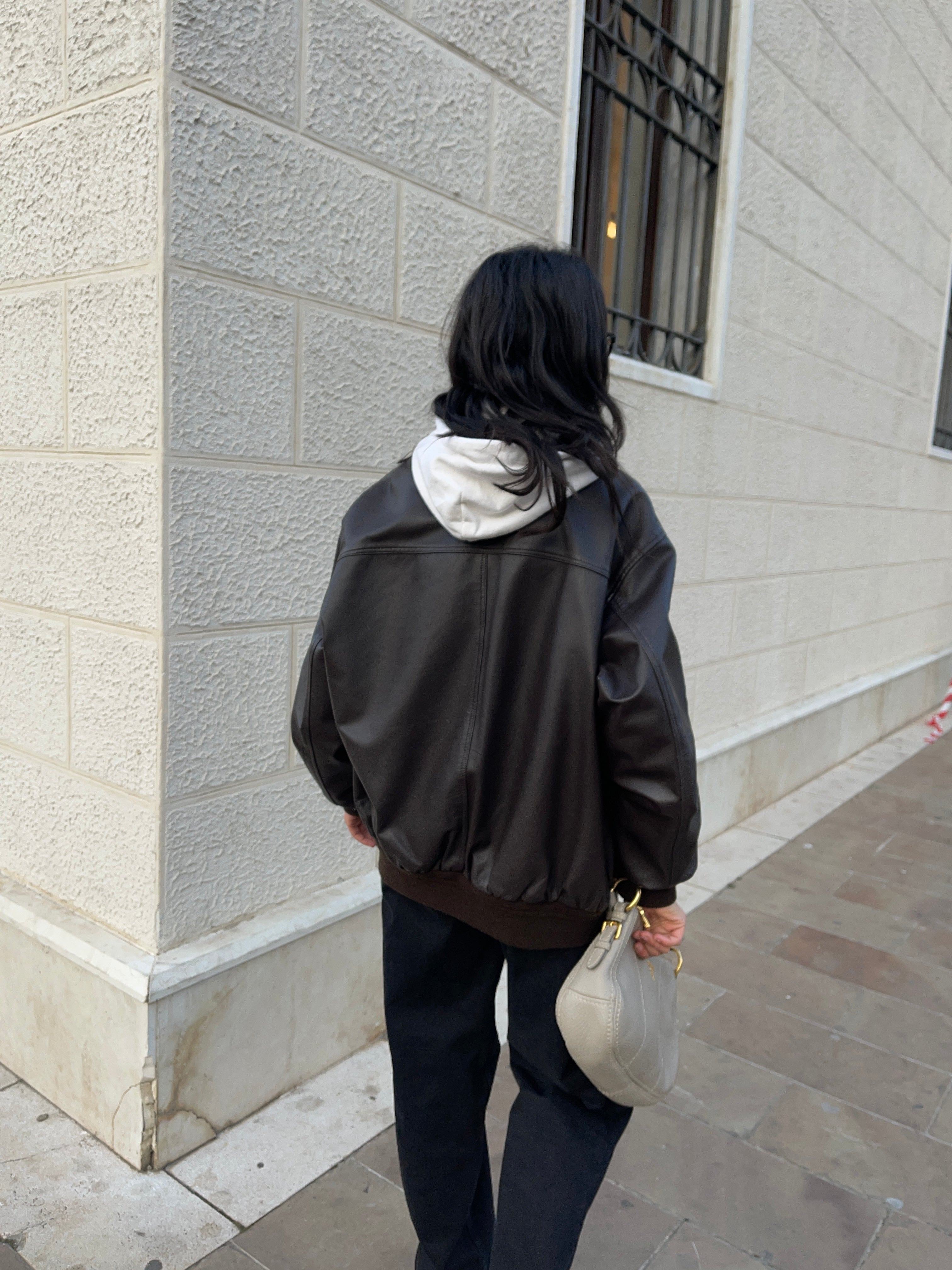 Real leather bomber jacket