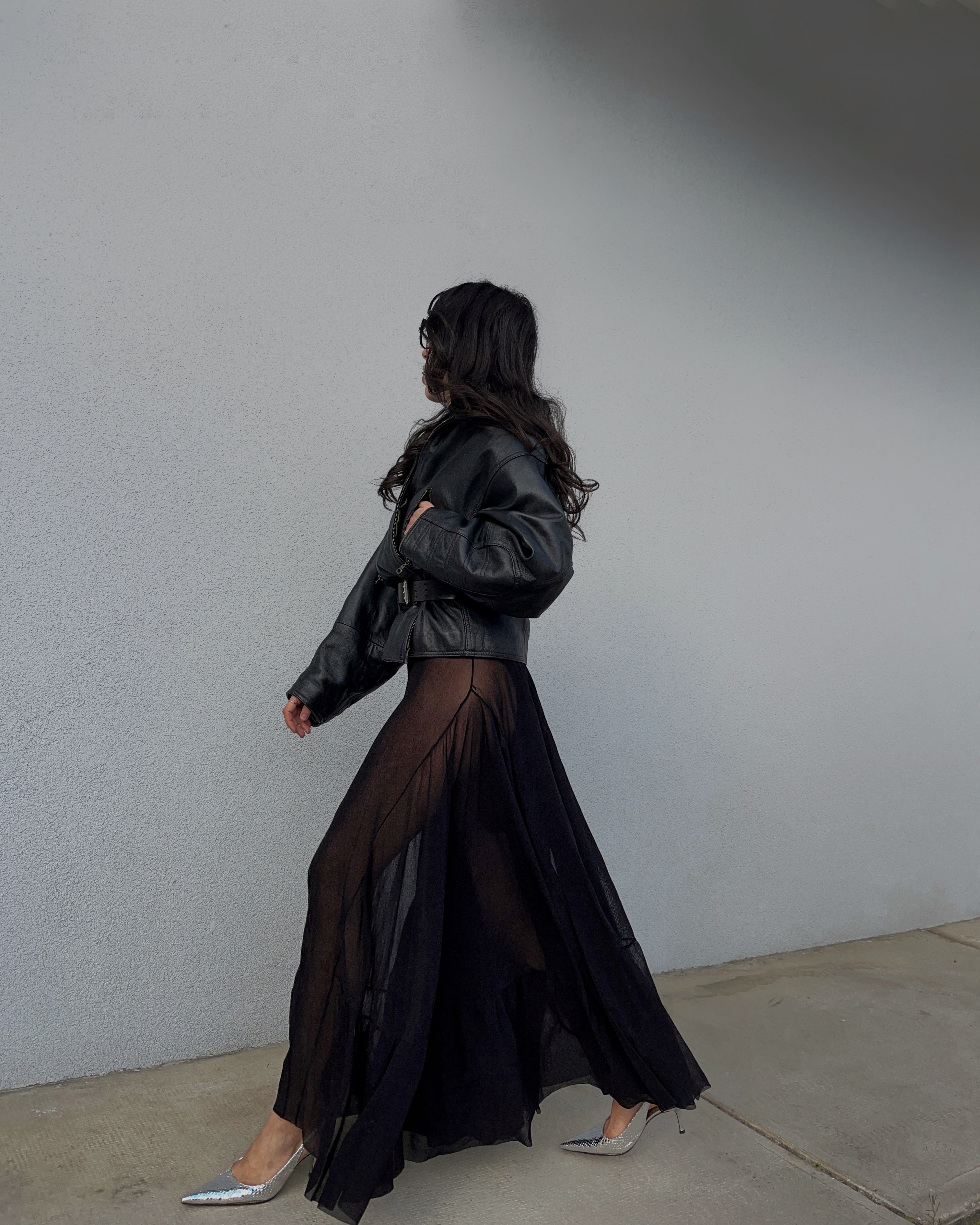 Leather bomber jacket