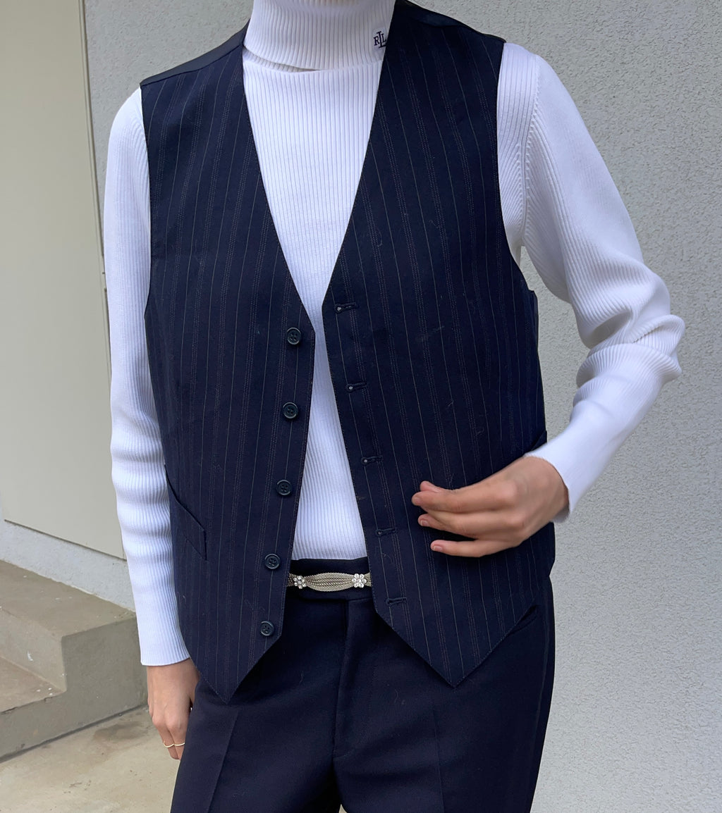 Gilet gessato lana