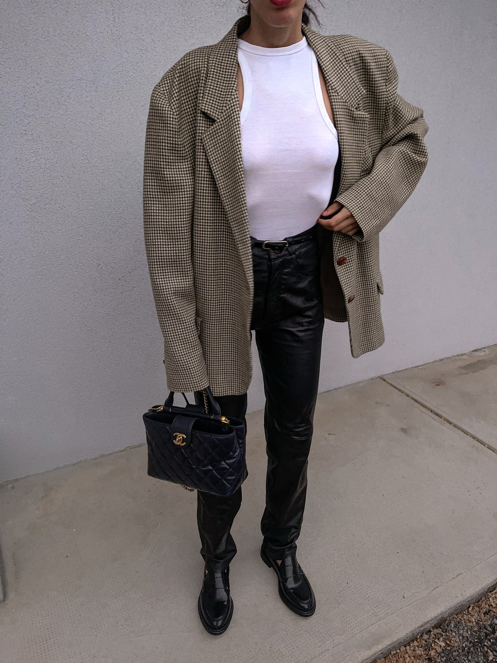 Oversize micro check blazer