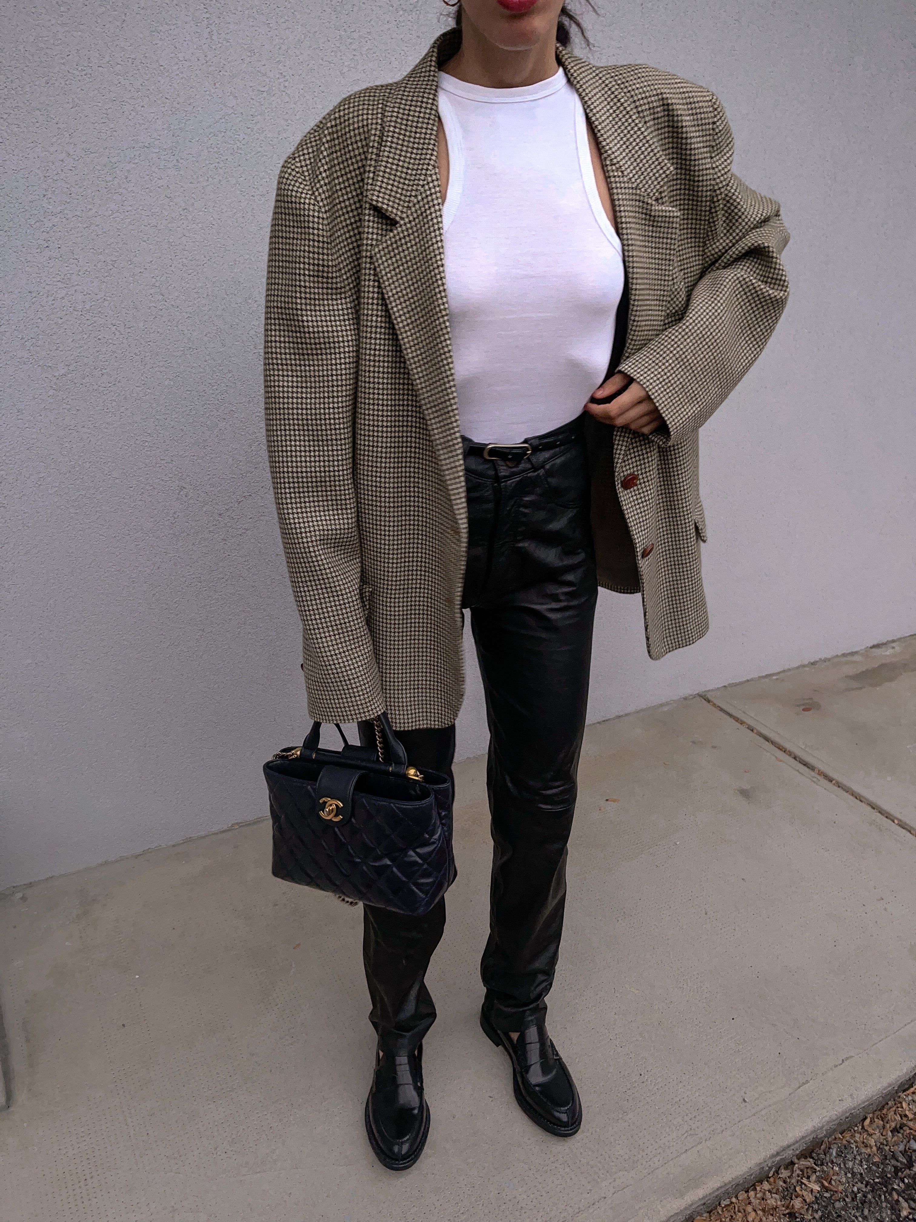 Oversize micro check blazer
