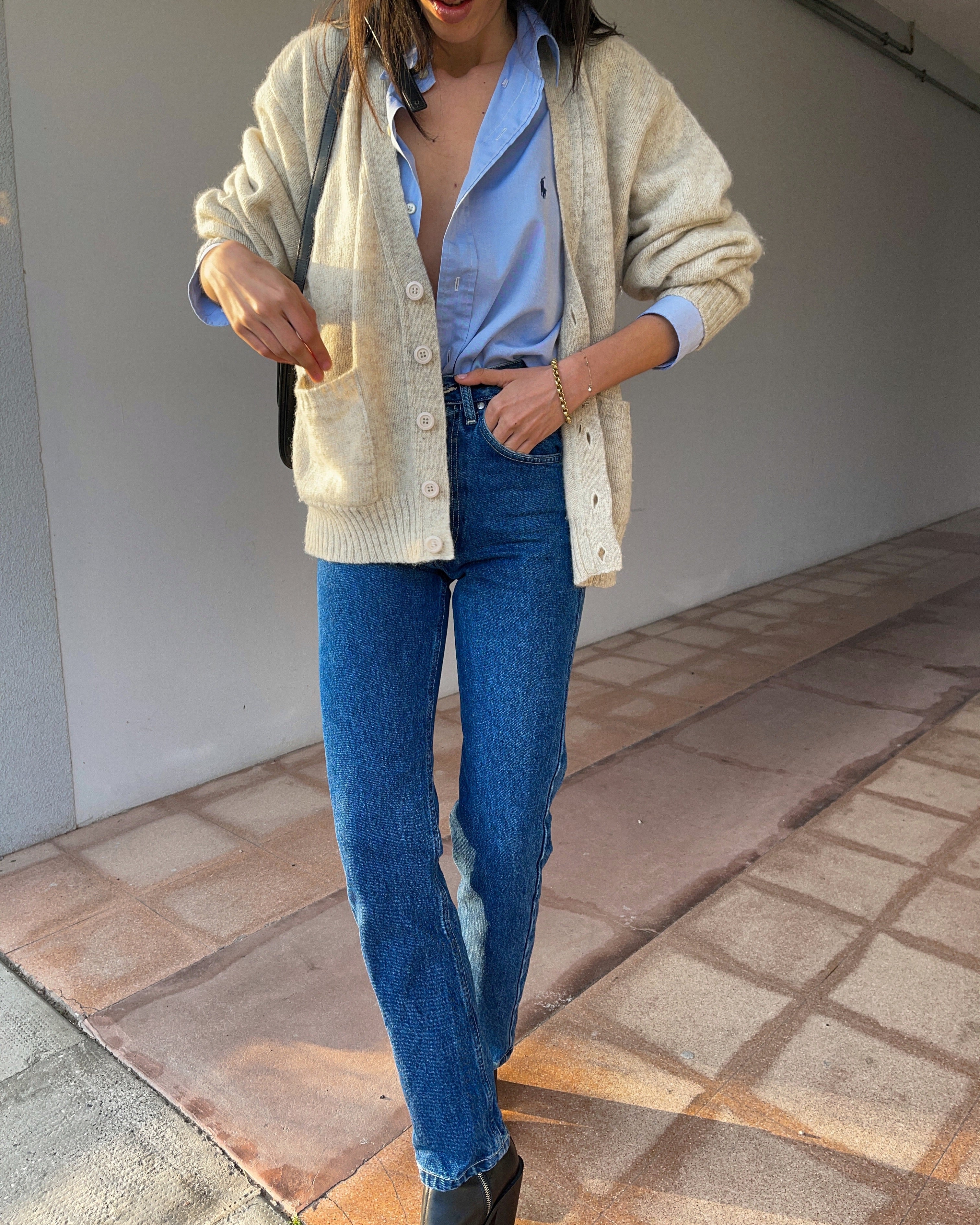 100% wool beige cardigan