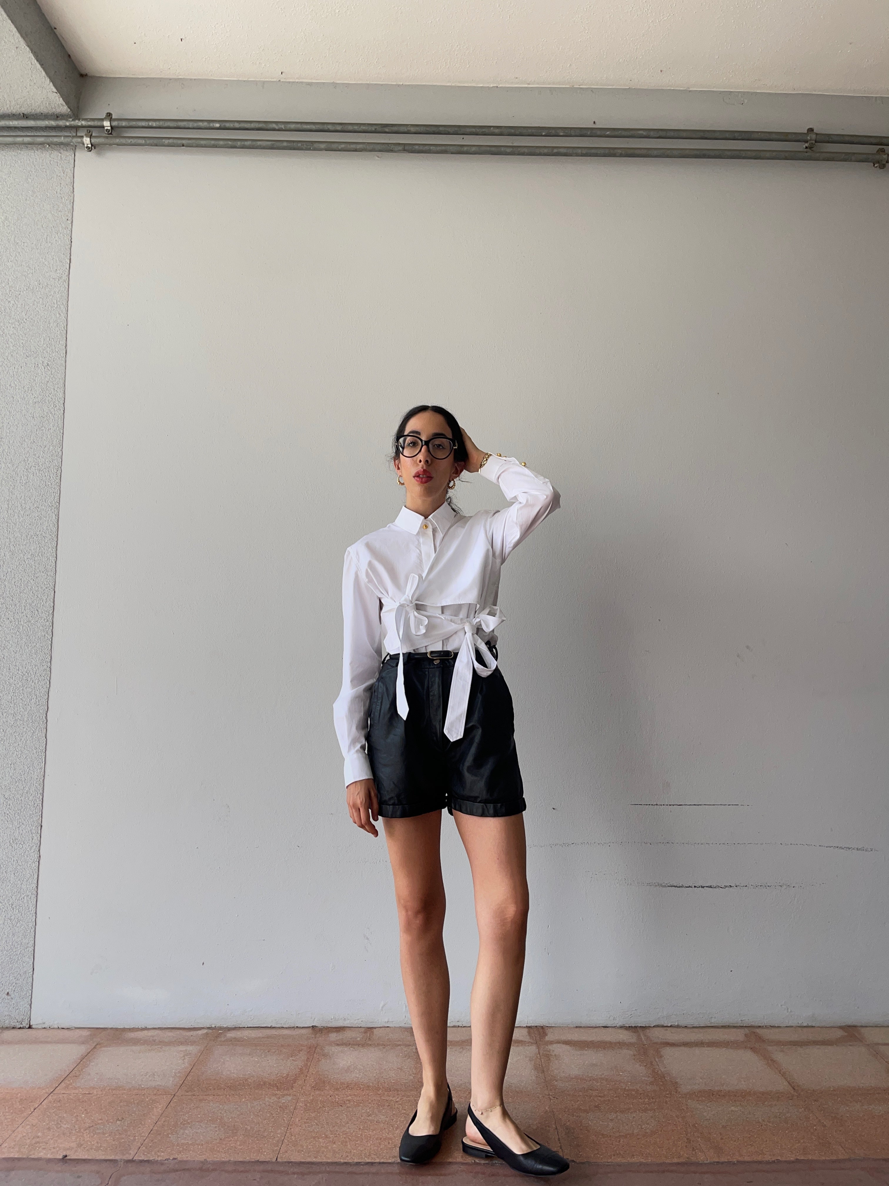 100 leather shorts