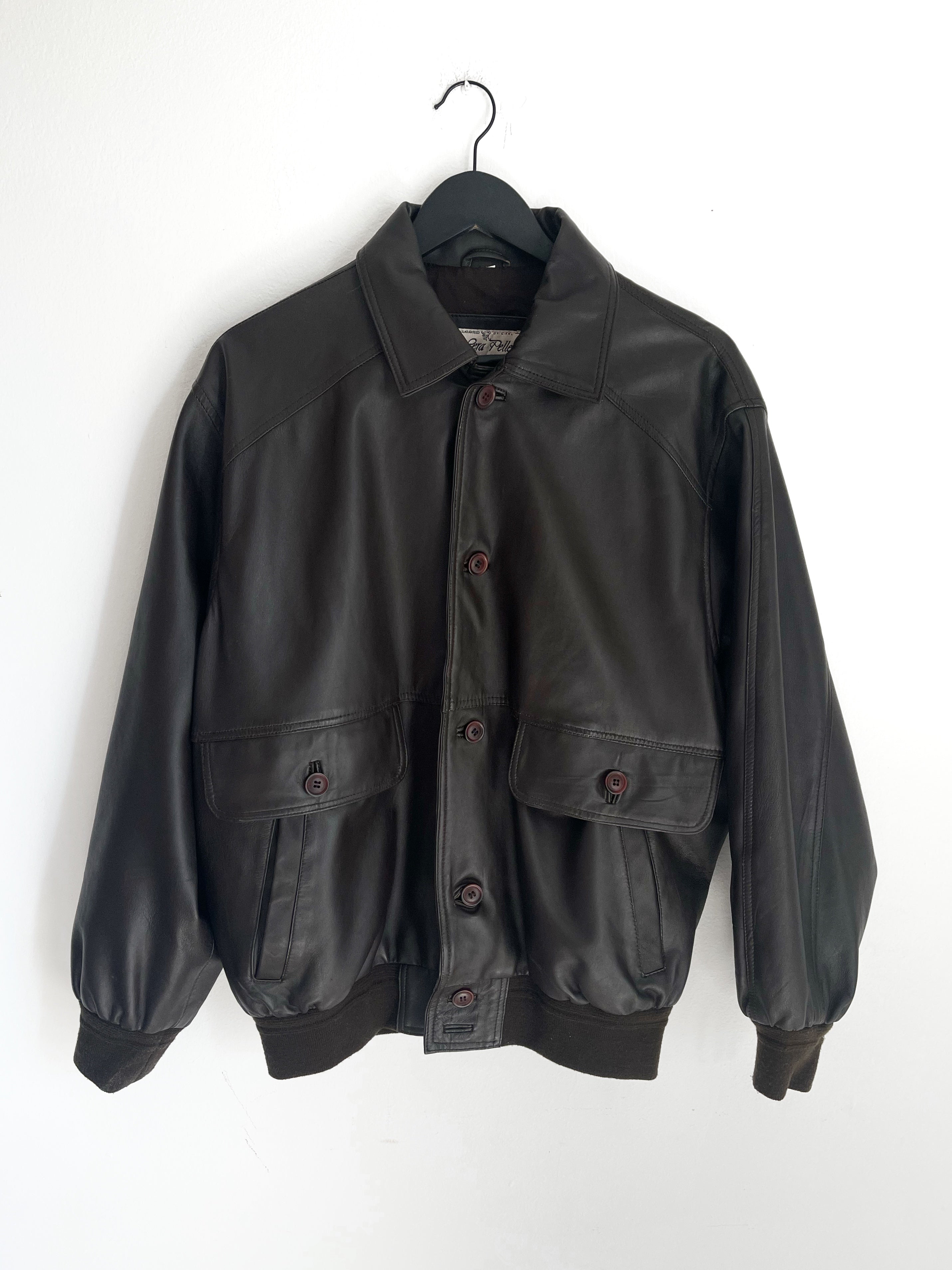 Real leather bomber jacket
