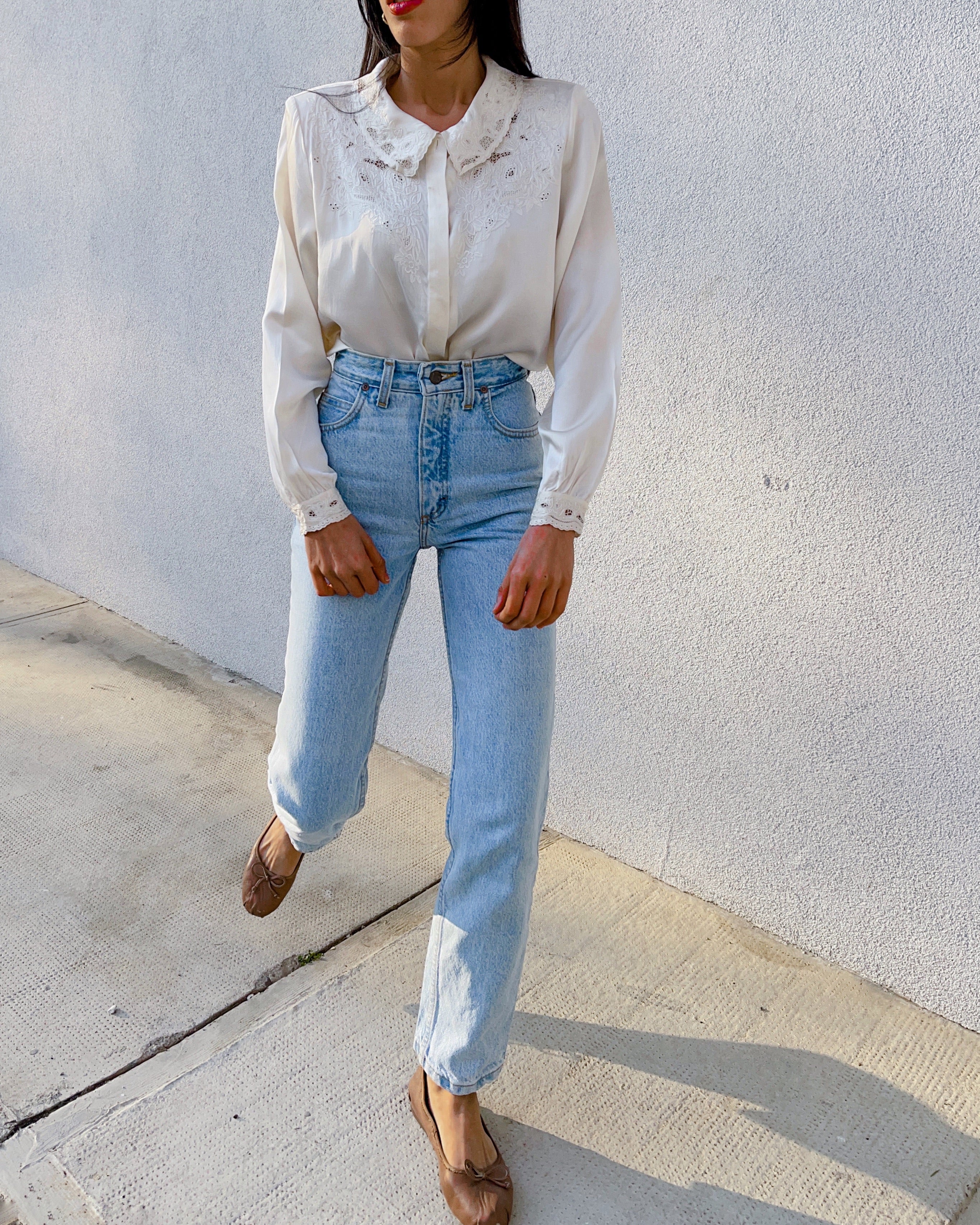 100% liquid silk embroided shirt