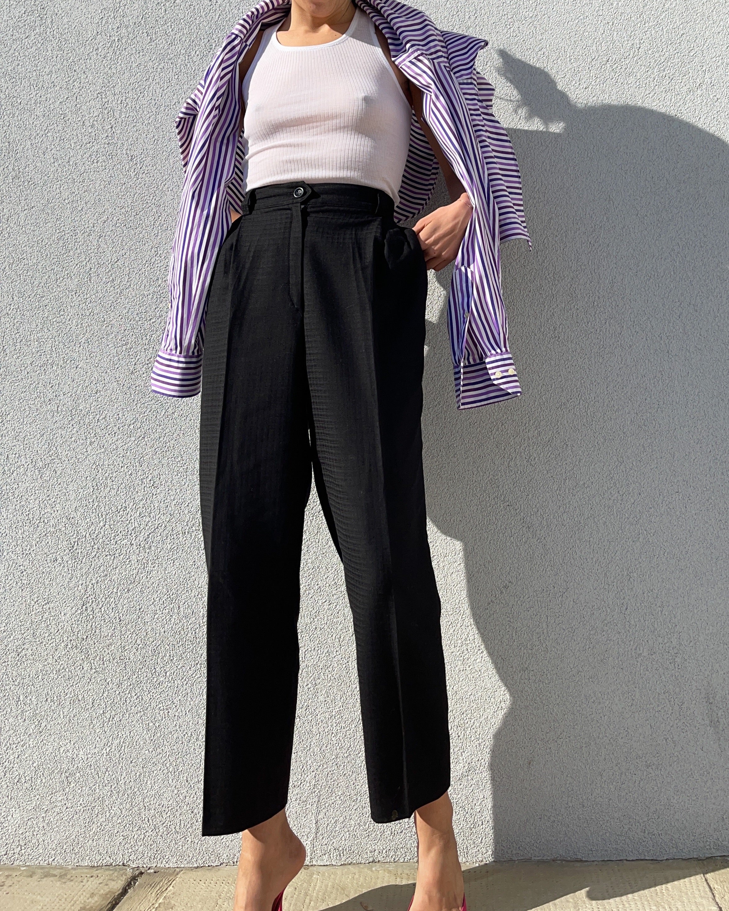 100 wool  jacquard trousers