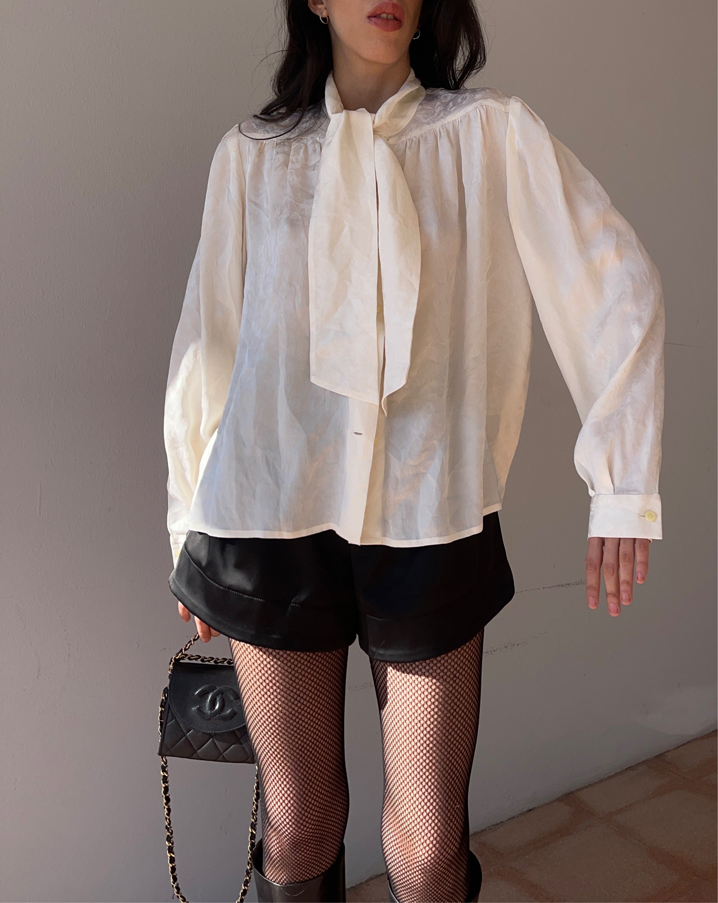 100 silk bow front shirt
