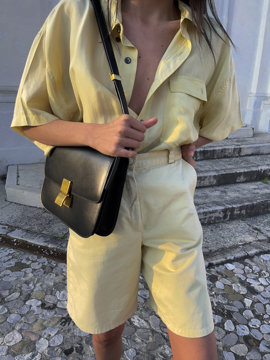 Camicia 100 silk pale yellow