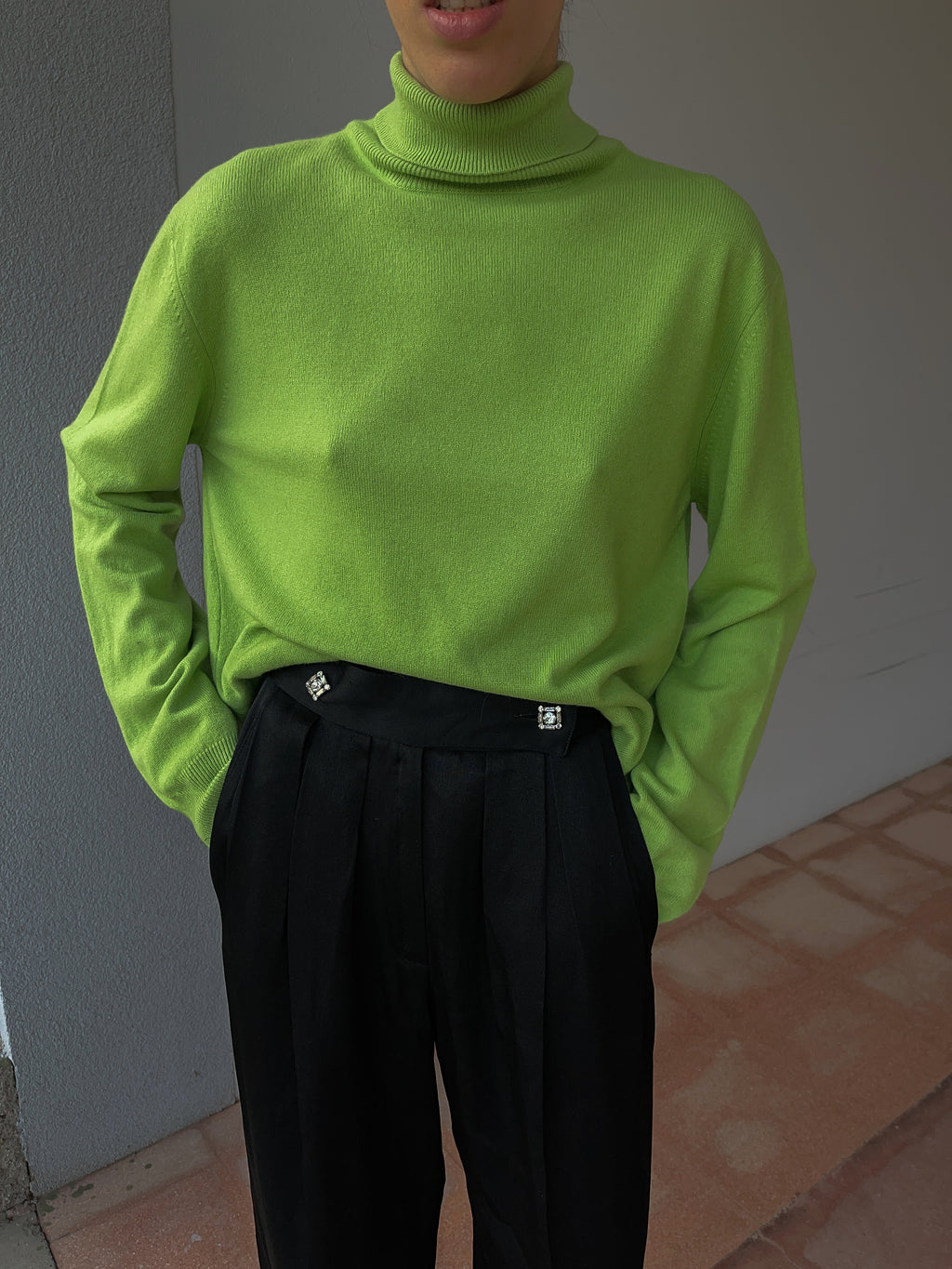 Green turtleneck