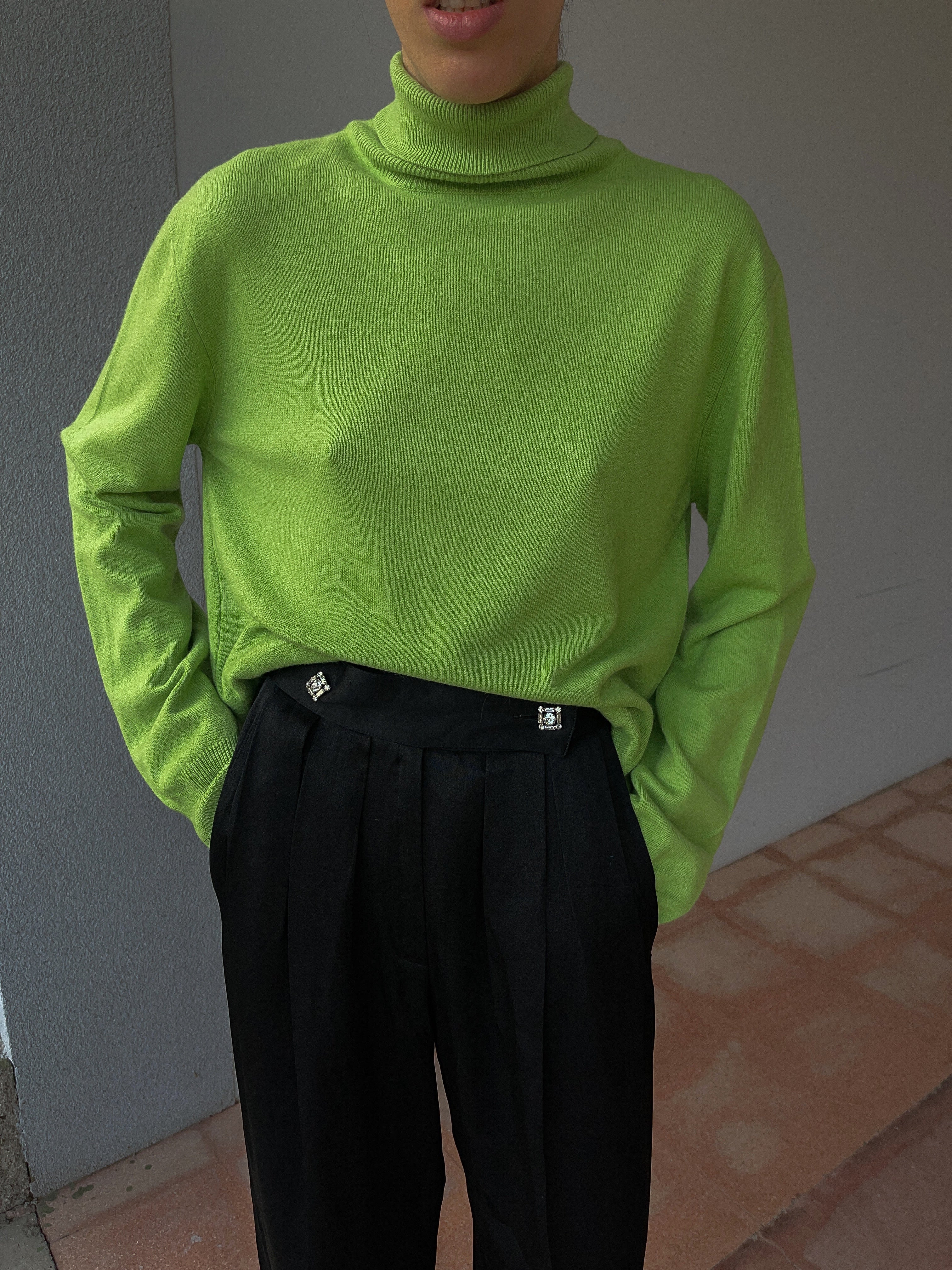Green turtleneck