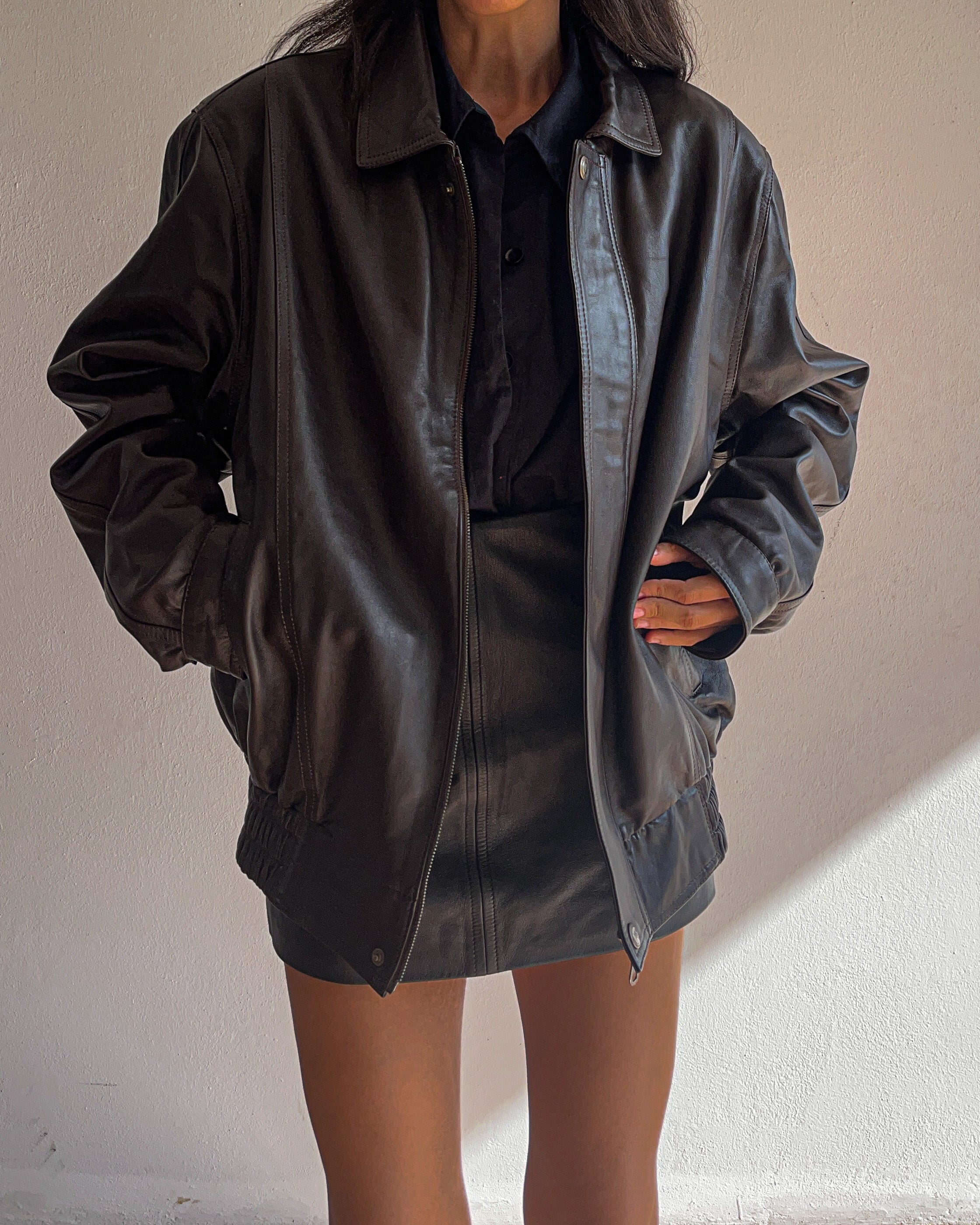 Nappa leather bomber jacket