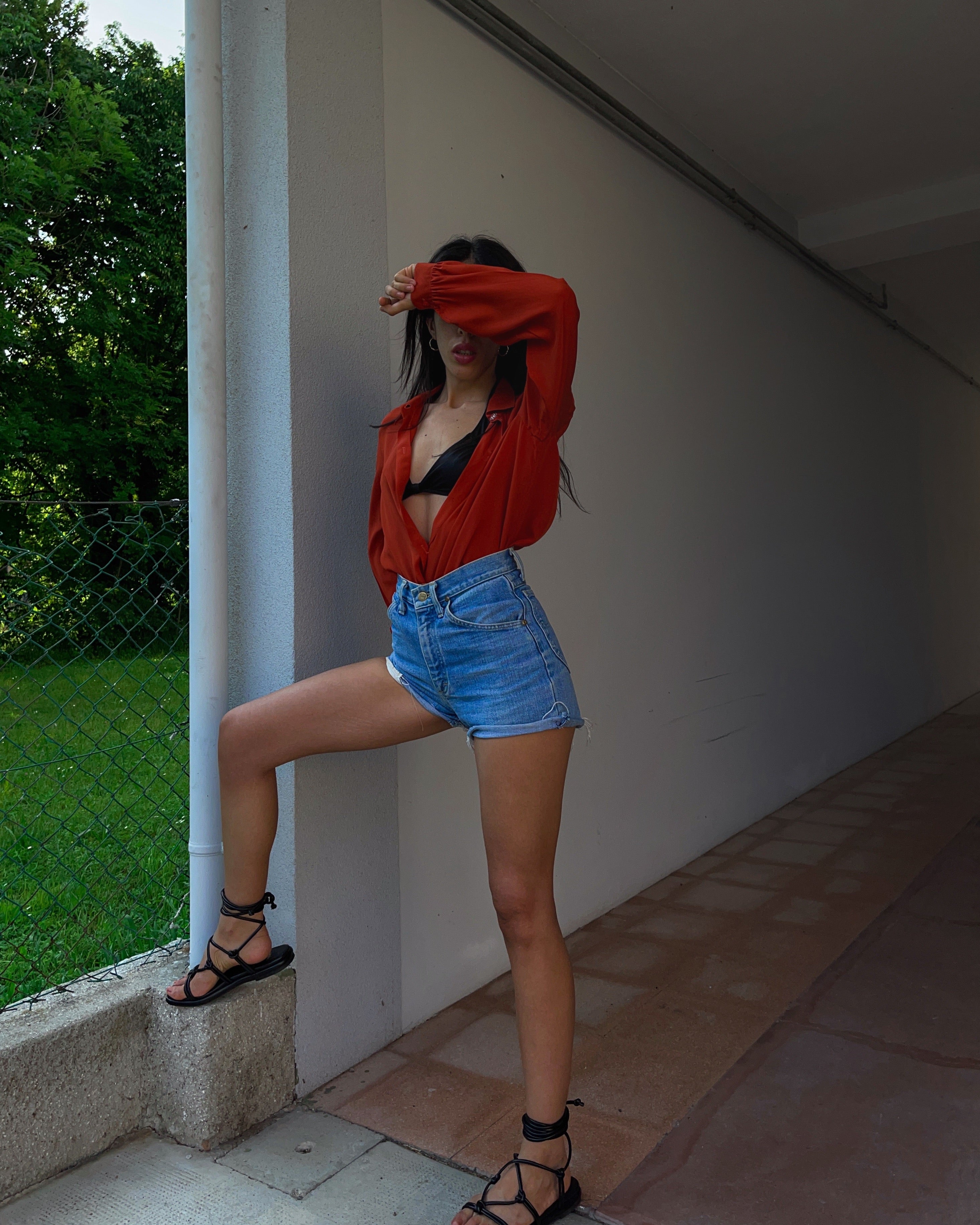 100% silk rust shirt
