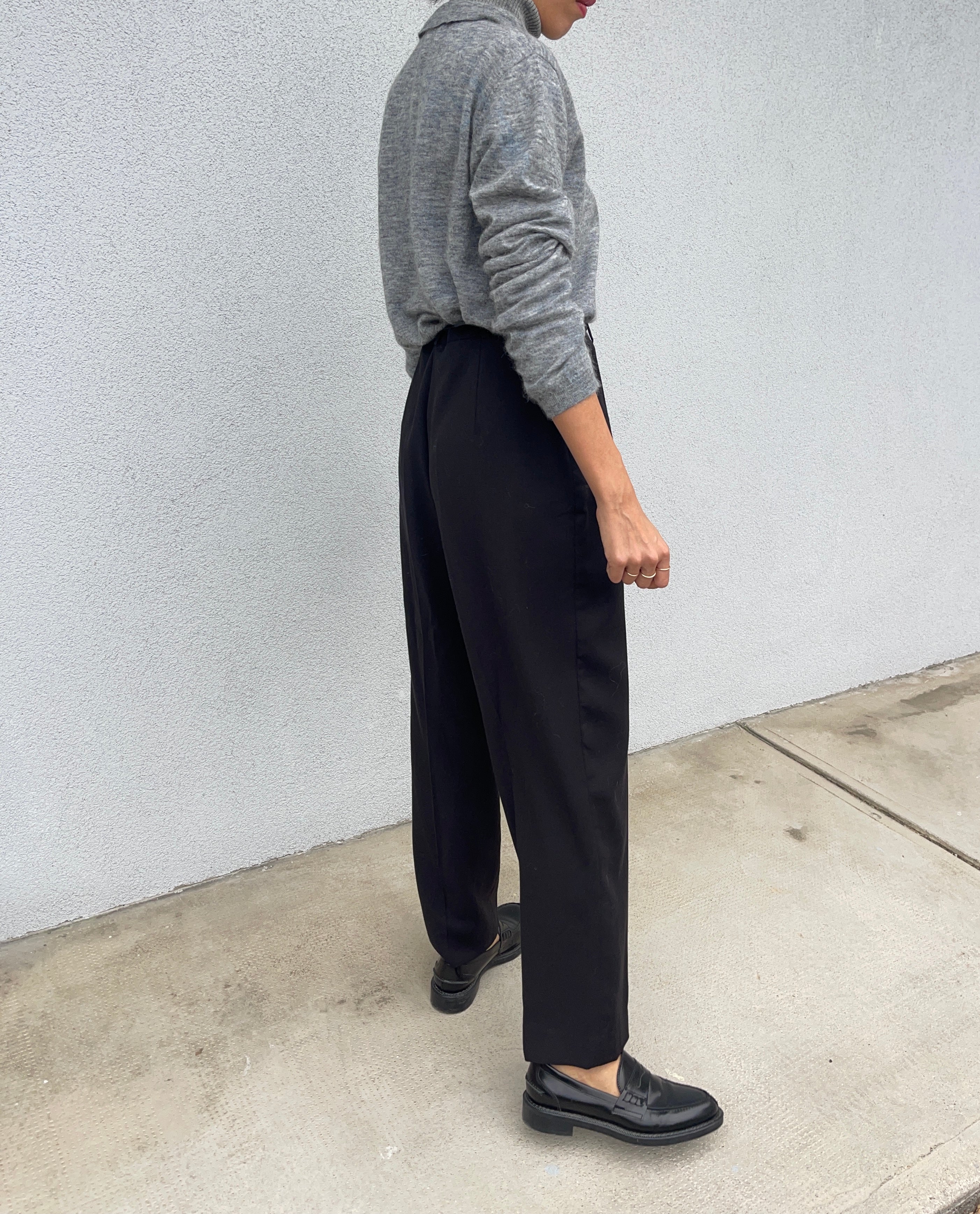 Black wool trousers