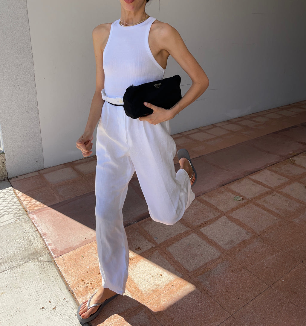 White  linen trousers