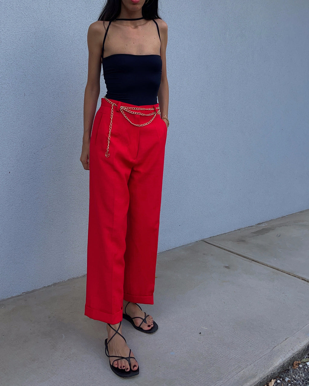 Pantalone rosso Lino cotone