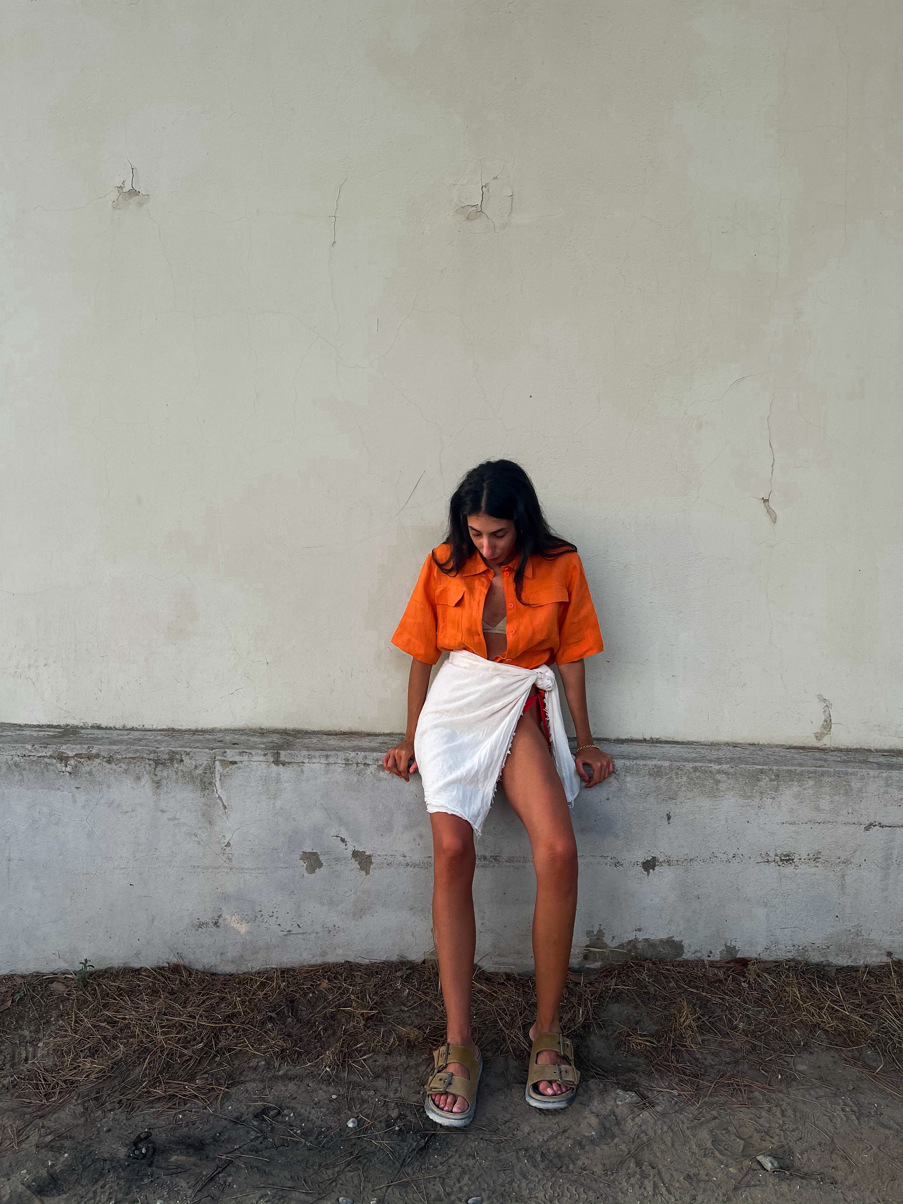 Orange boxy shirt