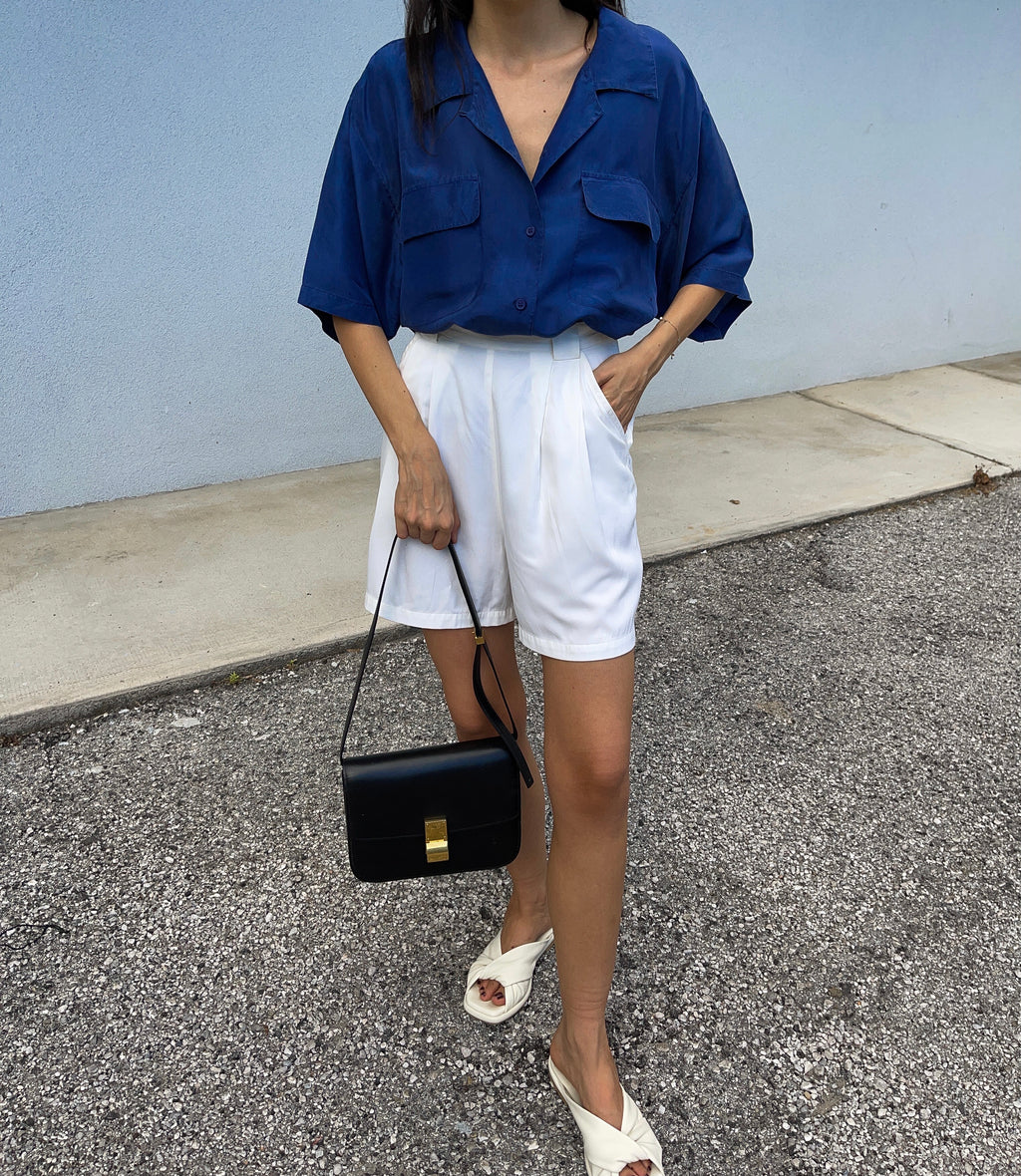 100% silk blue shirt