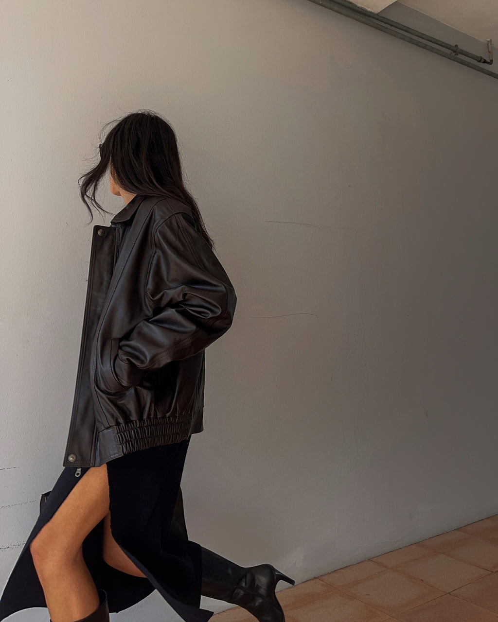 Nappa leather bomber jacket