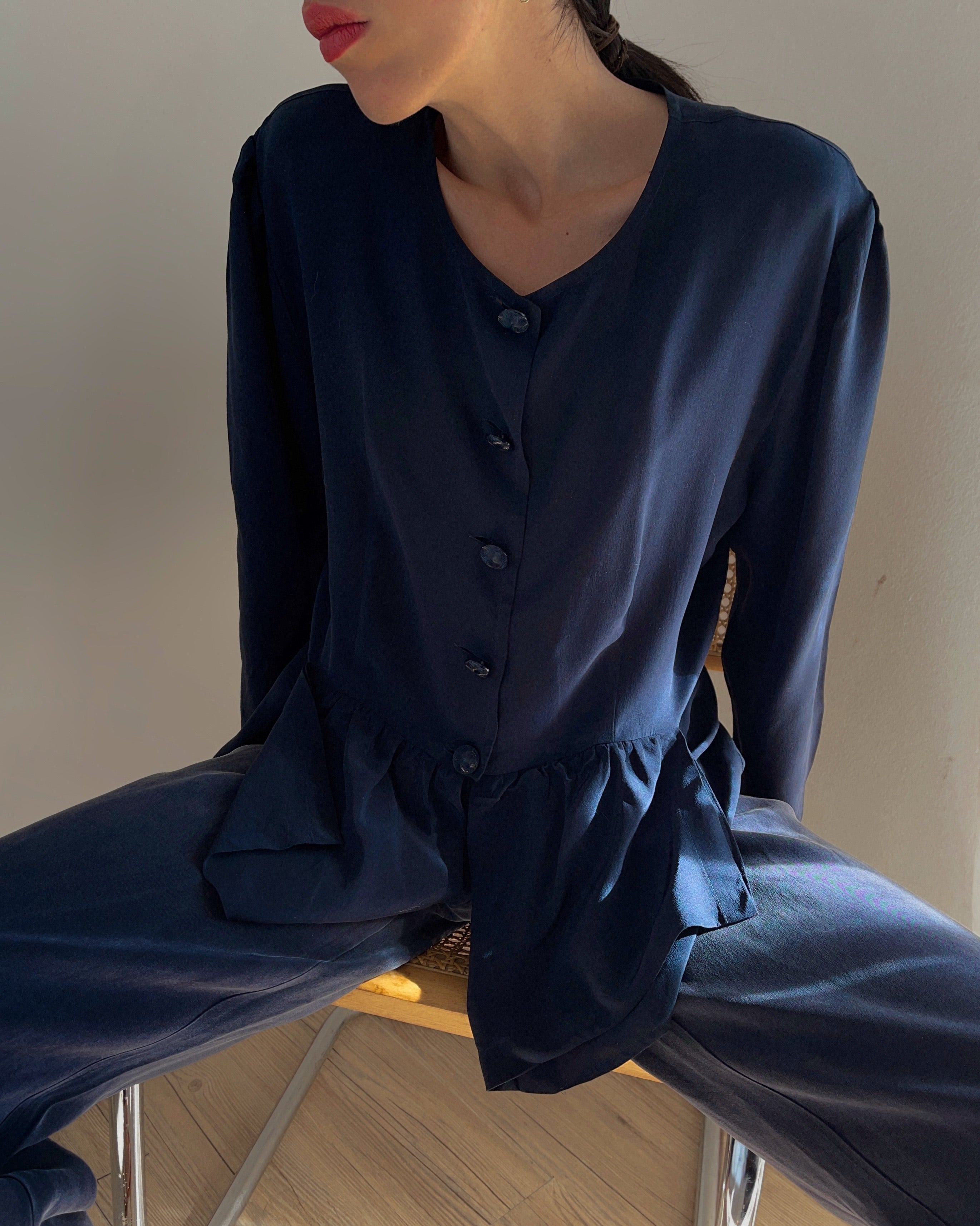 100% silk blue shirt