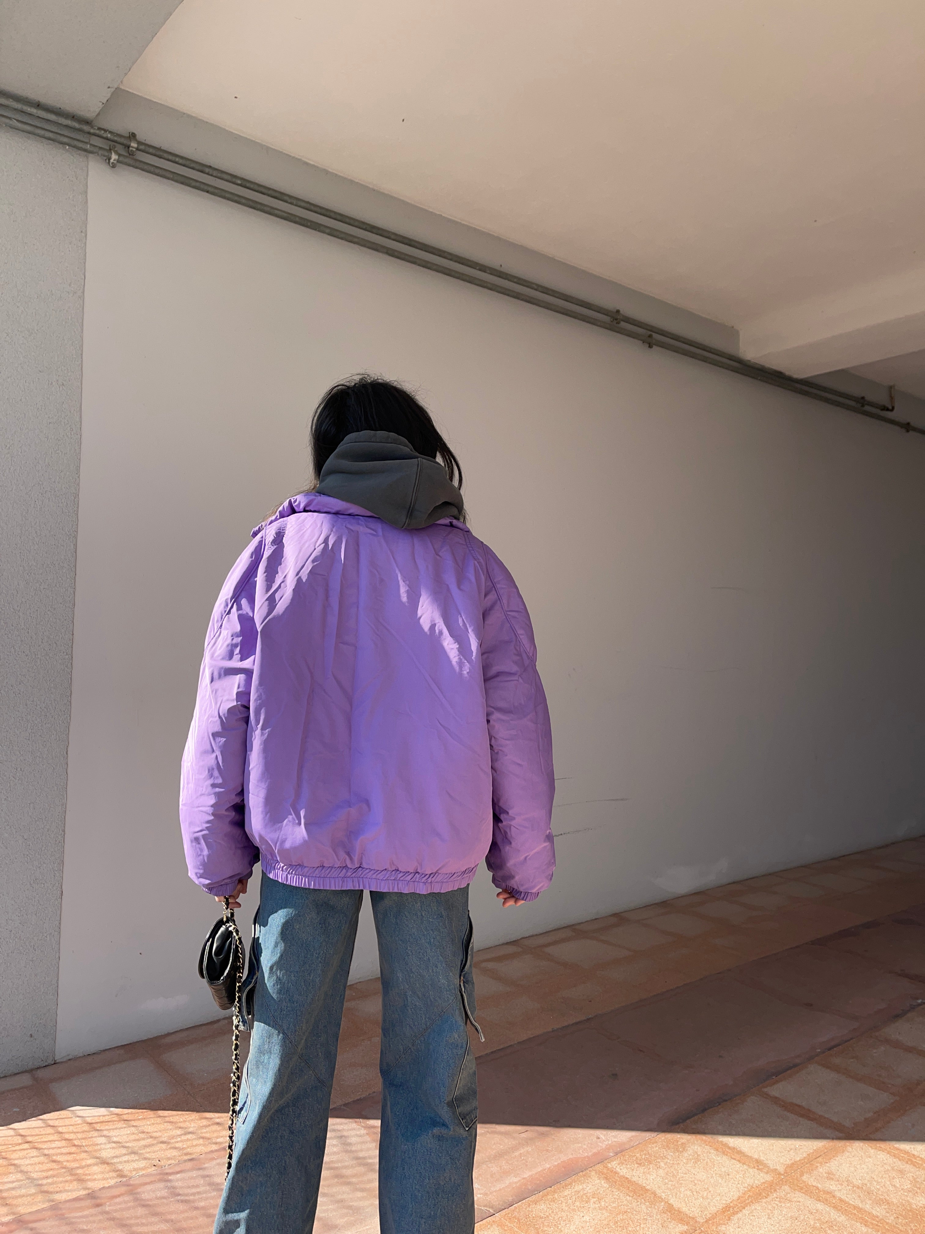 Lilac padded bomber