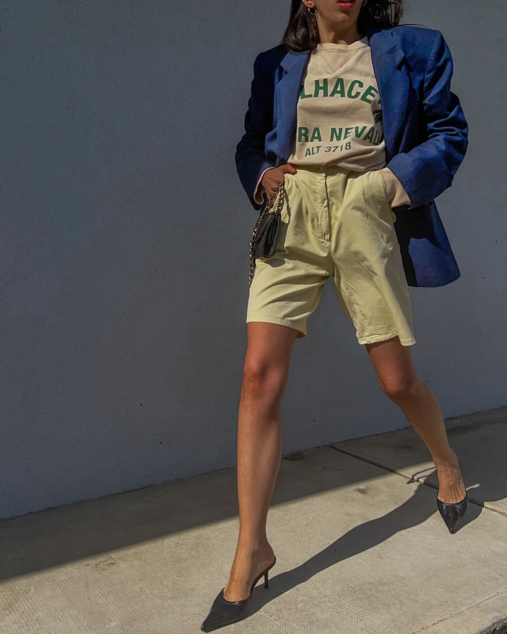 Blazer blue linen blend