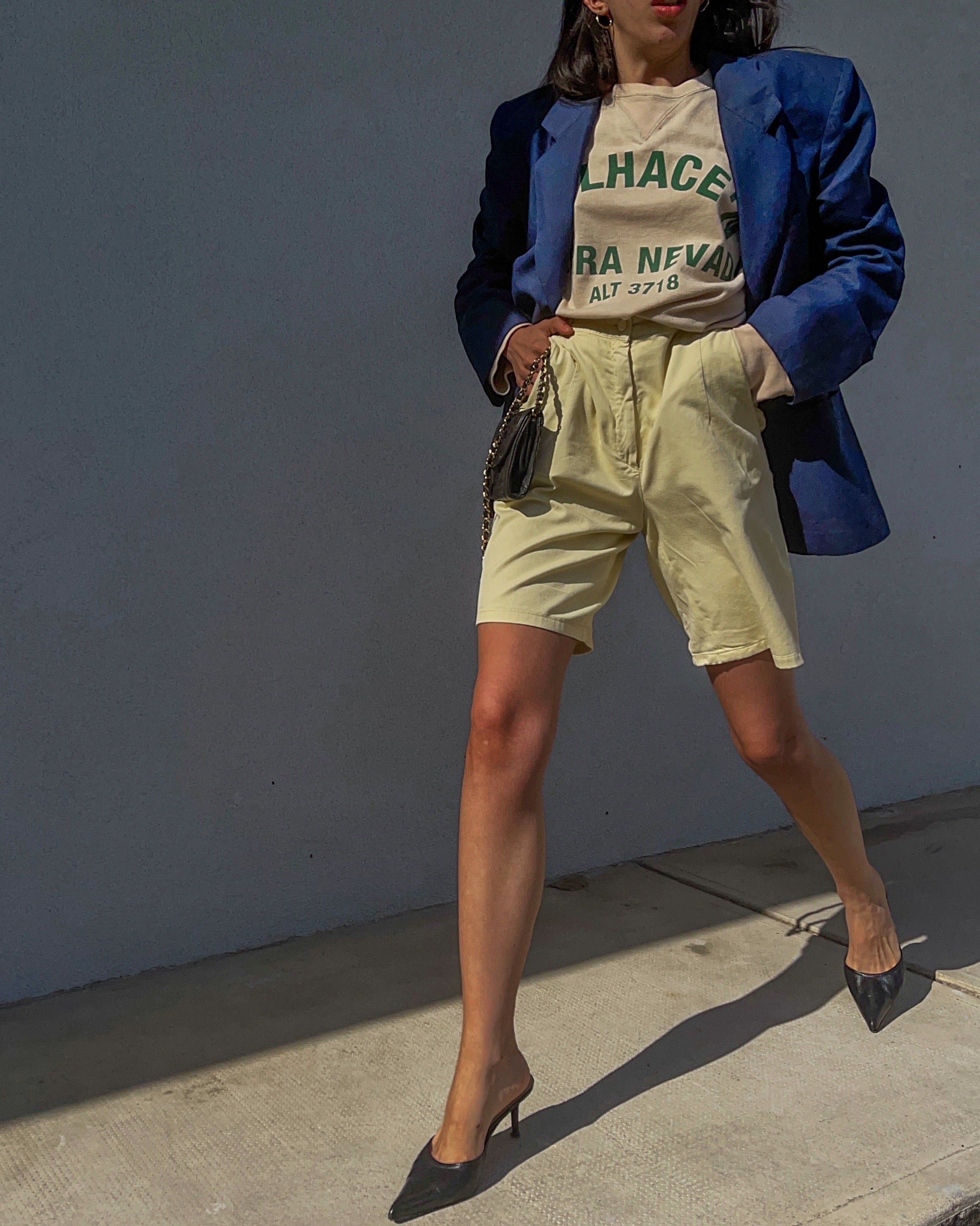 Blazer blue linen blend