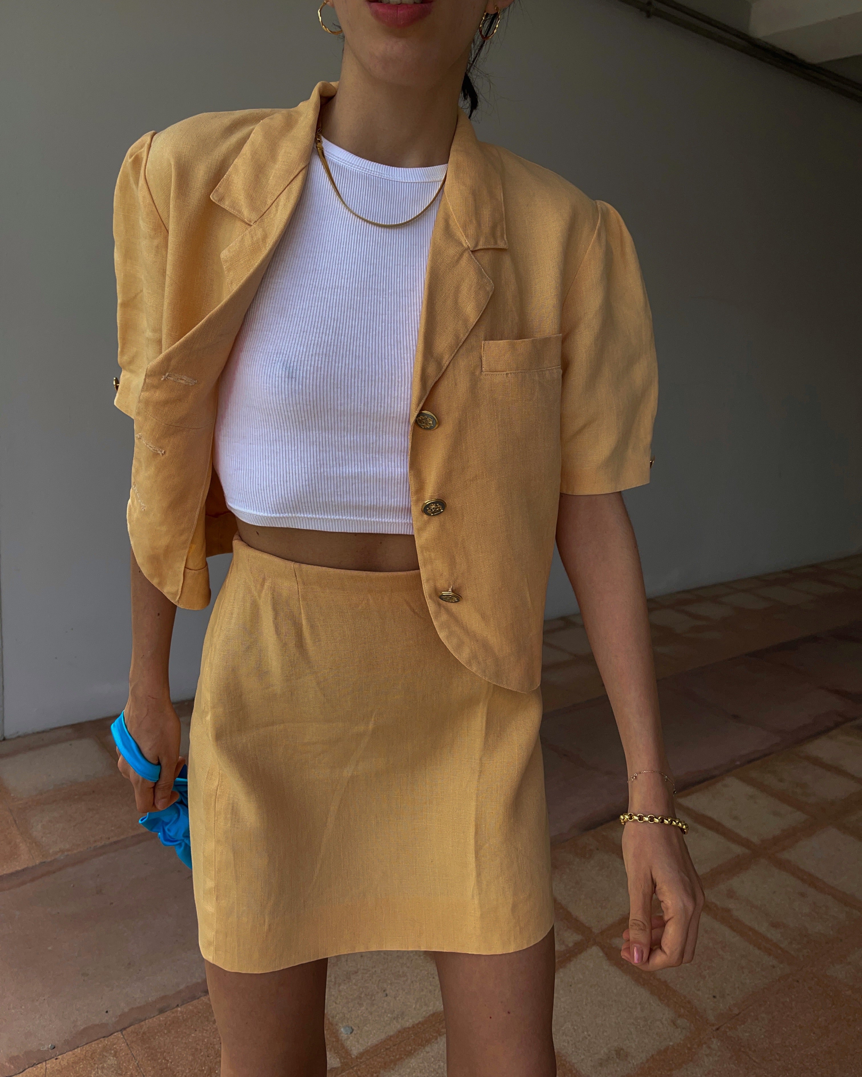 Pale orange sartorial co-ord