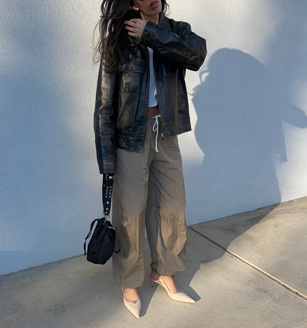 Distressed leather jacket